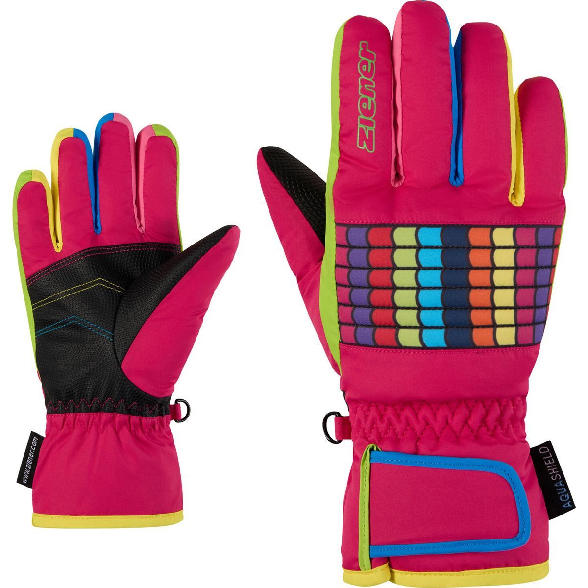 Ziener Skihandschuhe Lamil-z AS Glove Junior Unisex Bunte Skihandschuhe für Kinder mit wasser- und winddichter Membran