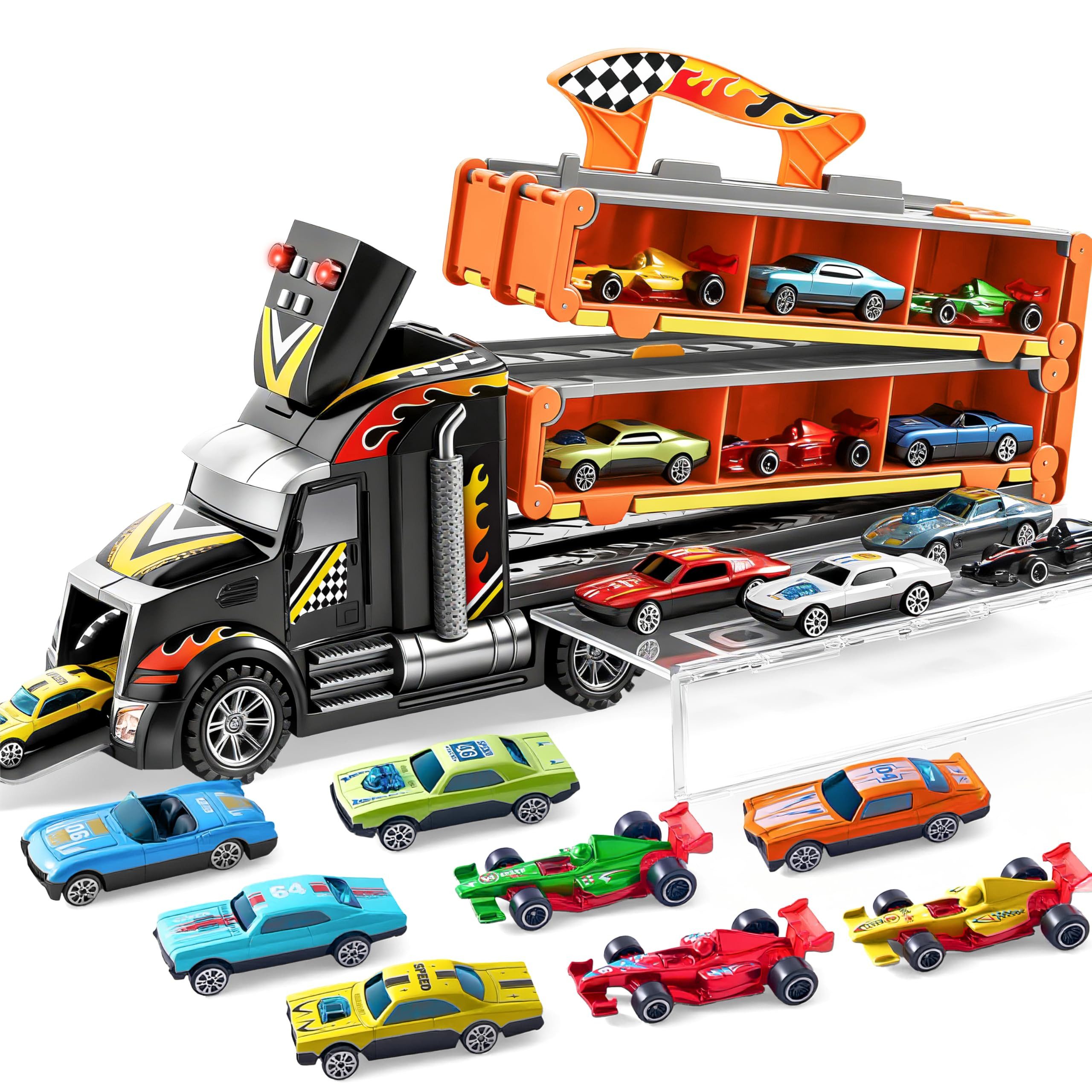 JOYIN Spielzeug-LKW JOYIN Transporter Truck für Jungen ab 3+,LKW Spielzeug Set