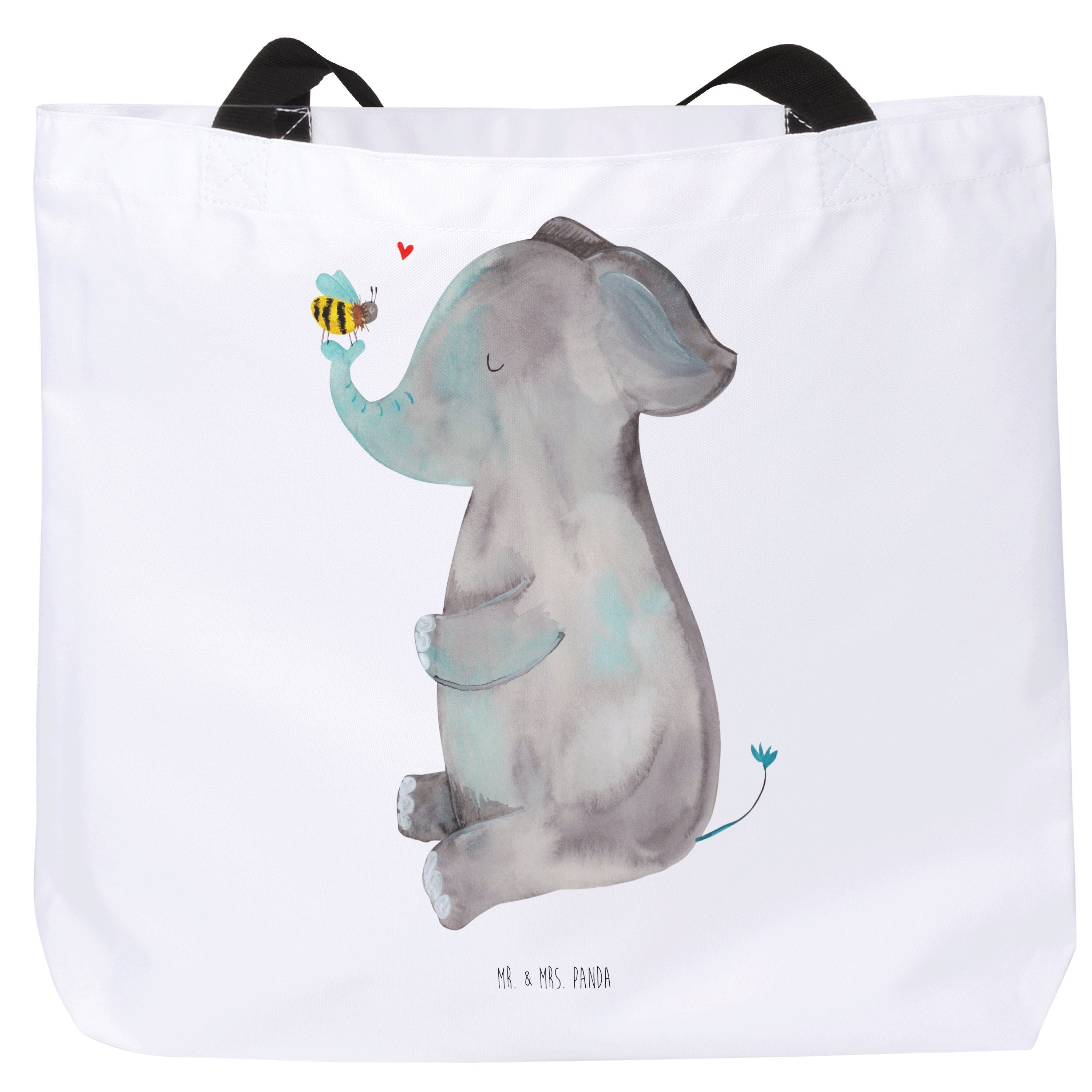 Mr. & Mrs. Panda Shopper Elefant & Biene - Weiß - Geschenk, Tiere, Tasche, Liebesgeschenk, Tra (1-tlg)