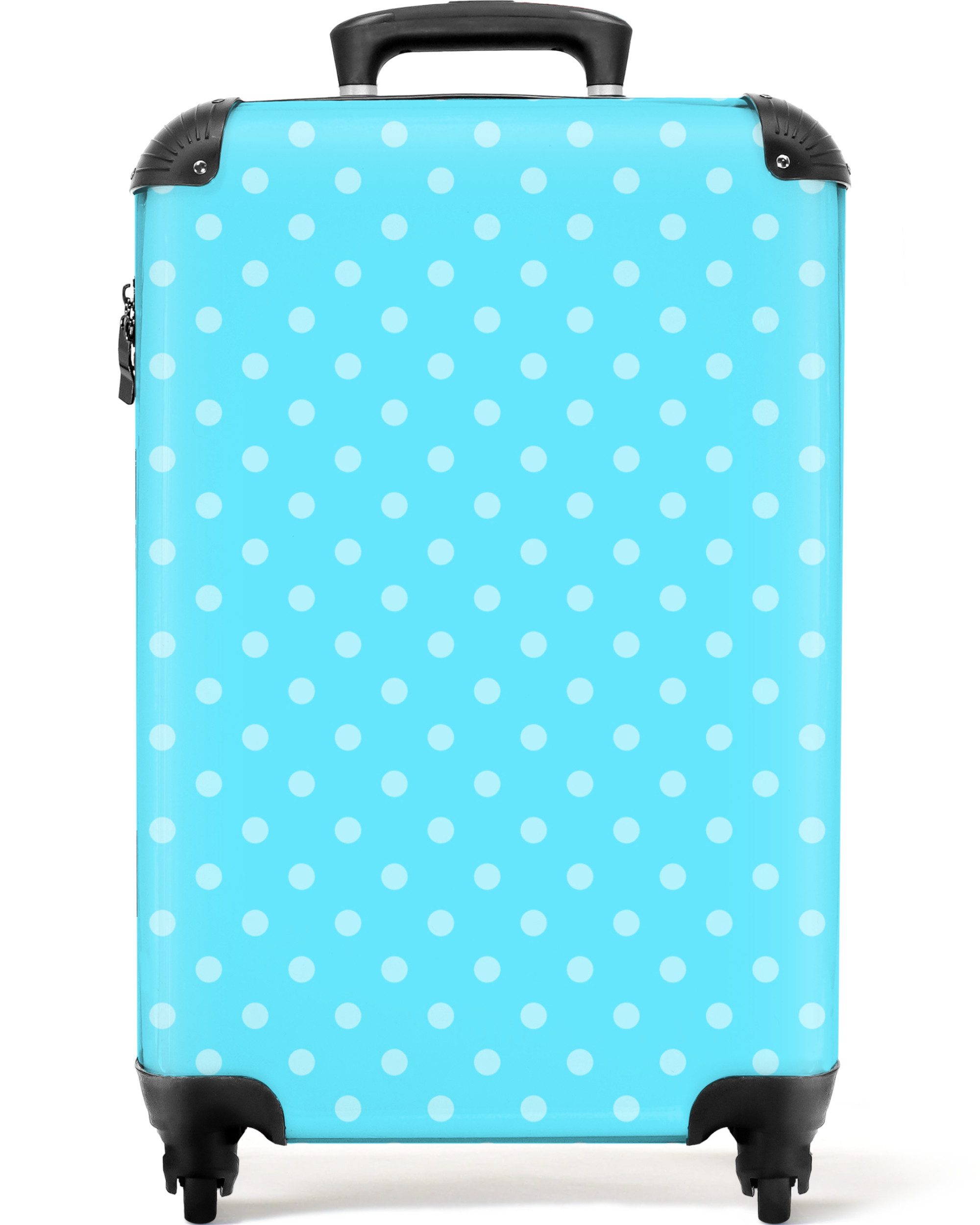 NoBoringSuitcases.com© Hartschalen-Trolley Blau - Punkte - günstig online kaufen