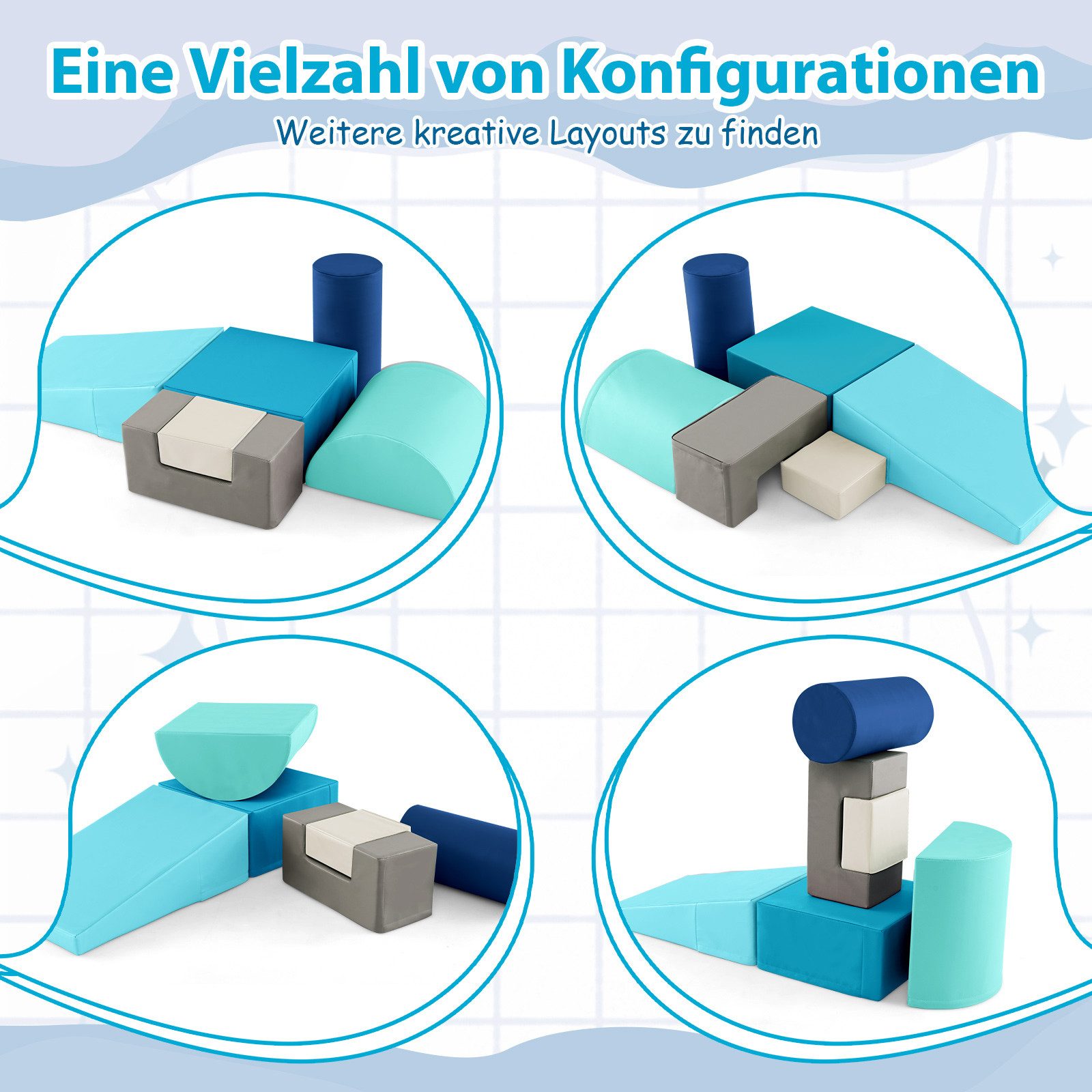 COSTWAY Schaumstoff Kletterblöcke Spielbausteine, (6 St), für Kinder zum Klettern
