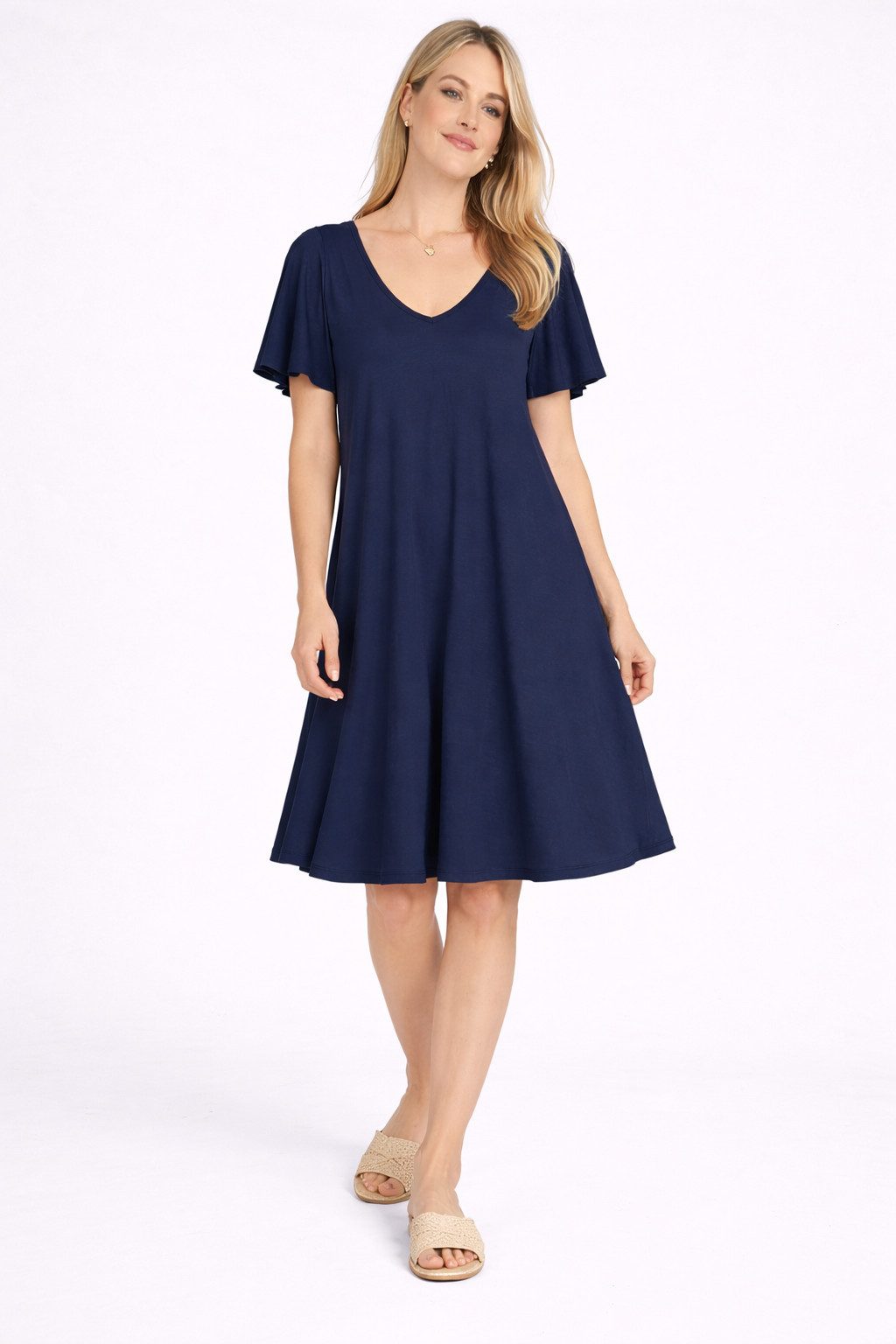 ITALY VIBES Sommerkleid - Kleid - Midikleid - Tunikakleid Damen - Schlupfkleid mit Flügelärmel ONE SIZE / passend für Größe M - XXL