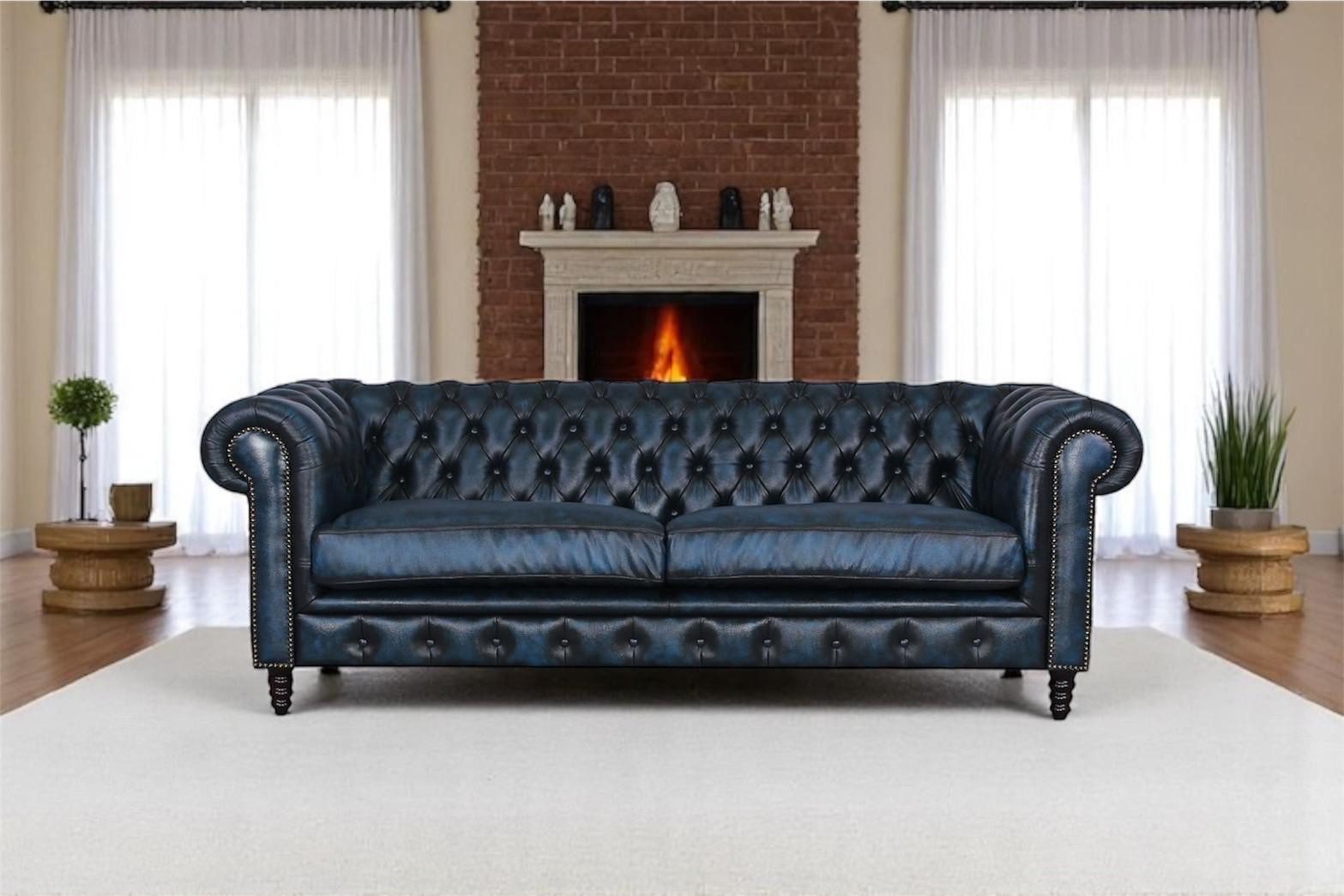 Salottini Chesterfield-Sofa Luxus Chesterfield Hampshire Deluxe XL Sofagarnitur 3/2/1, Taschenfederkern