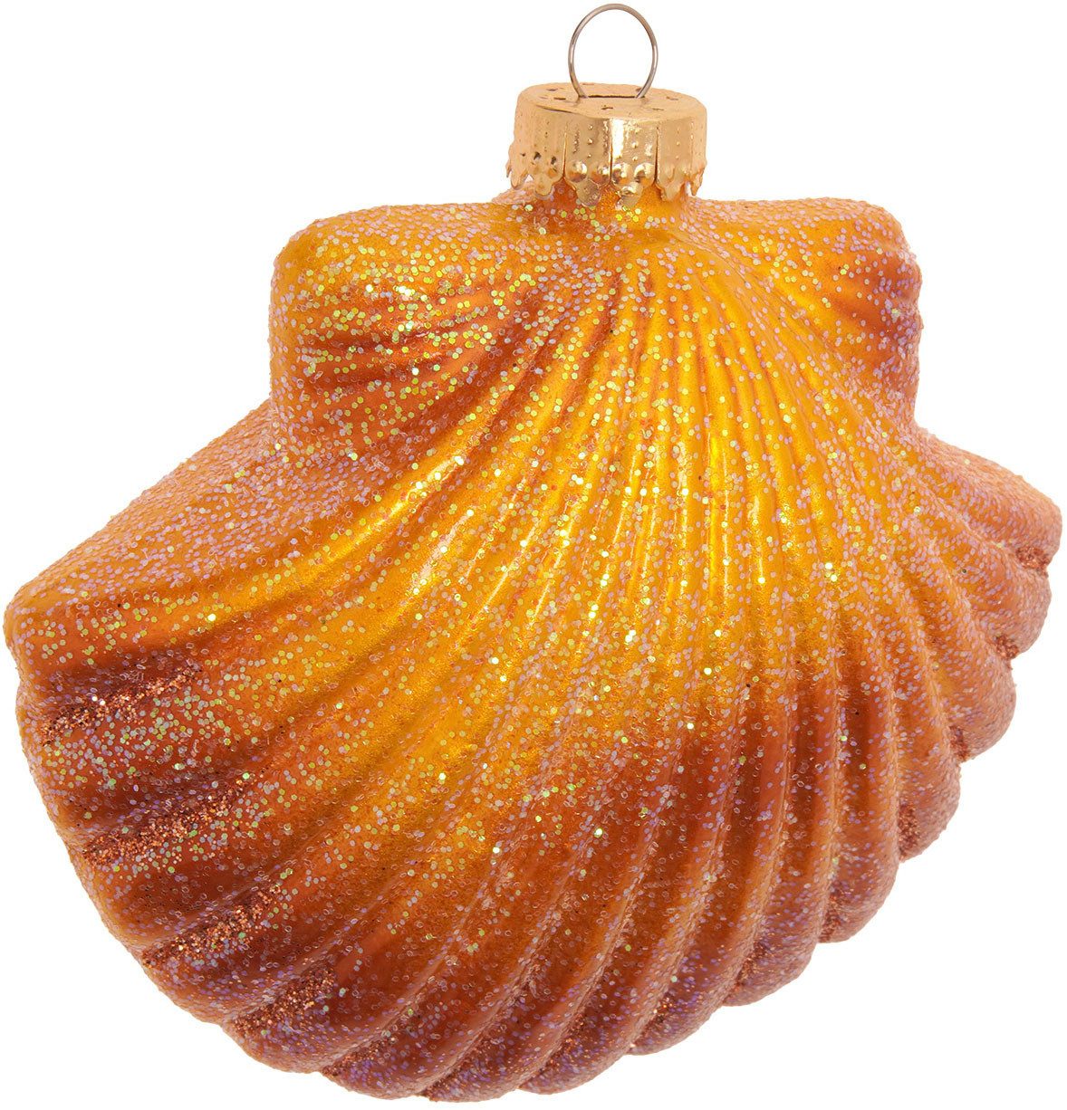 Krebs Glas Lauscha Weihnachtsbaumkugel Baumschmuck Jakobsmuschel gold 9cm, Dekoriert mit Liebe zum Detail