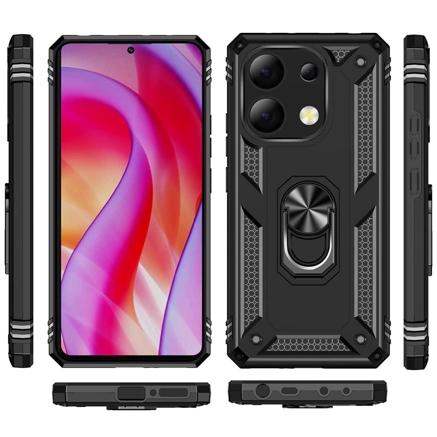 CoolGadget Handyhülle Armor Shield Case für Xiaomi Redmi Note 13 6,67 Zoll, Outdoor Cover Magnet Ringhalterung Handy Hülle für Redmi Note 13 4G – Bild 2 von 5