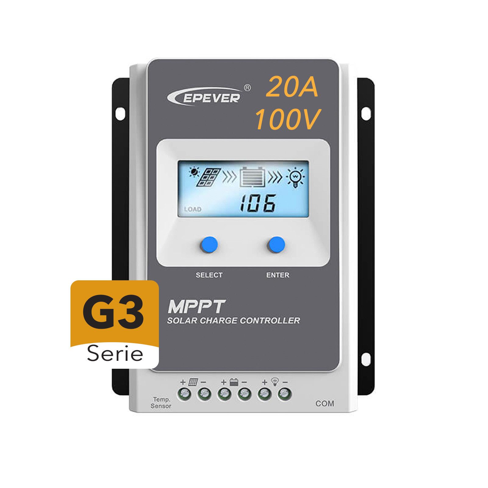 enjoy solar Solarladeregler EPEVER® MPPT Tracer AN; EPEVER® IT-NC G3 MPPT-Laderegler, Standard Modbus Kommunikationsprotokoll mit RS485 Schnittstelle