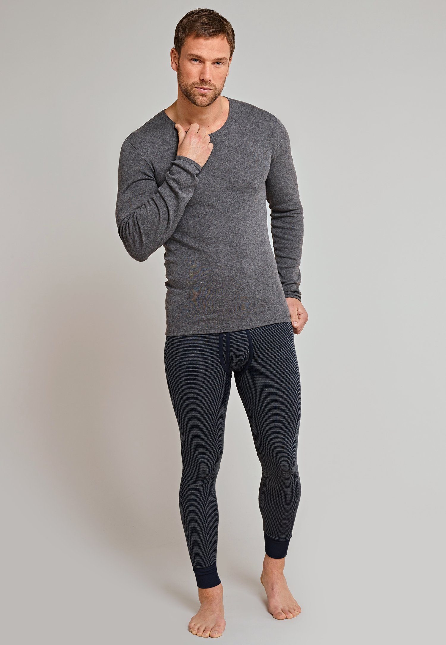 Schiesser Lange Unterhose Feinripp Melange mit Softbund