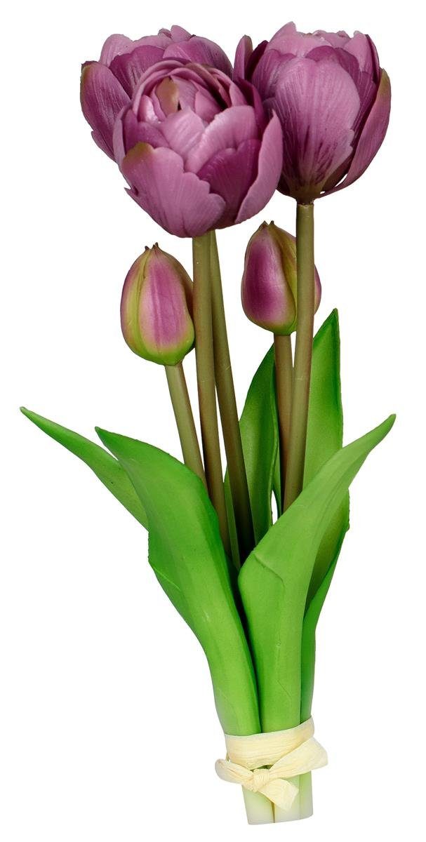Kunstblume dekojohnson Künstliche blühende Tulpen-Blume als Bund 5 Stück Deko-Pfl Kunstpflanze, dekojohnson, Höhe 16 cm