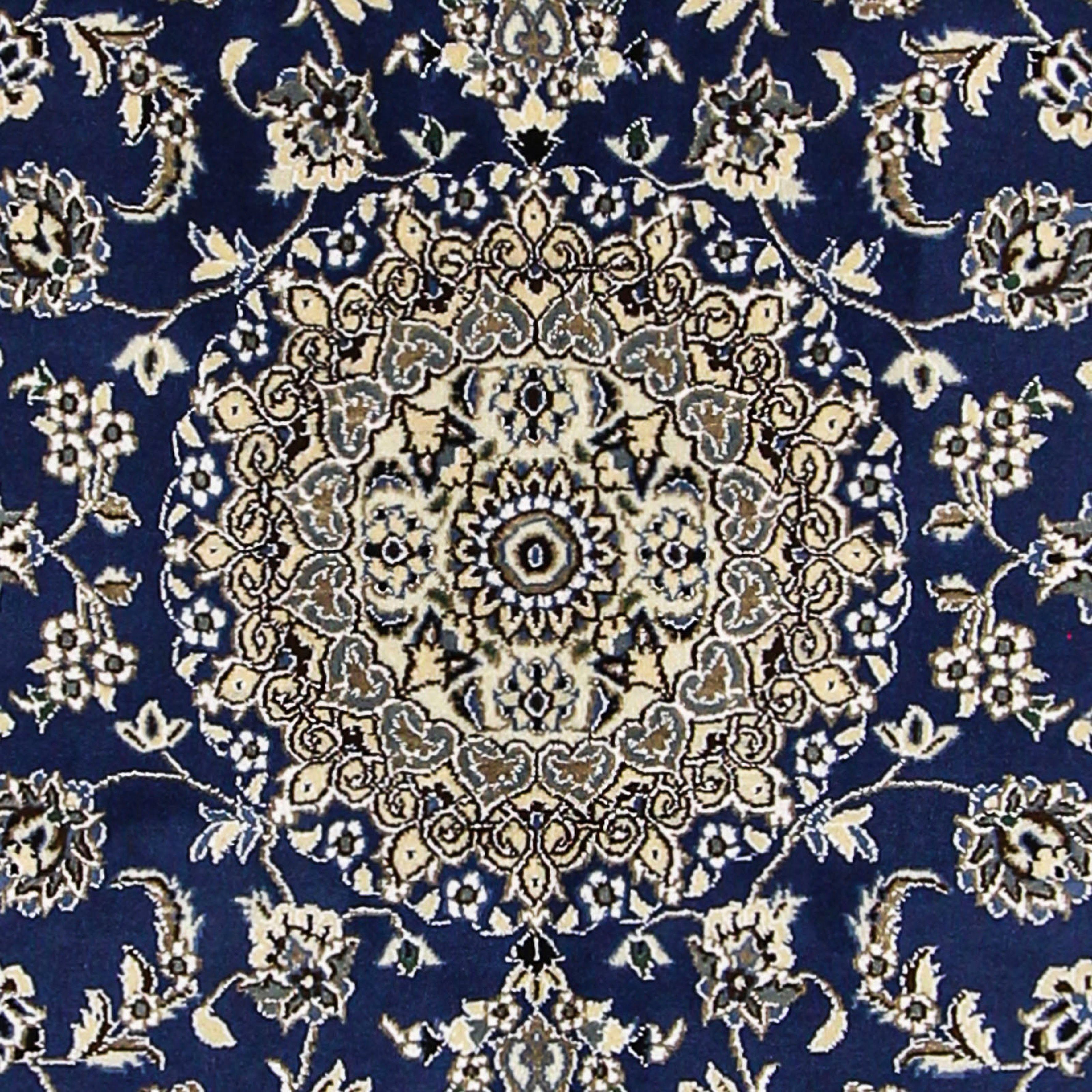 Royal Perser Zertifikat dunkelblau, cm 179 Nain x Höhe: Einzelstück 117 10 - Handgeknüpft, mit - morgenland, mm, Orientteppich - Wohnzimmer, rechteckig, -