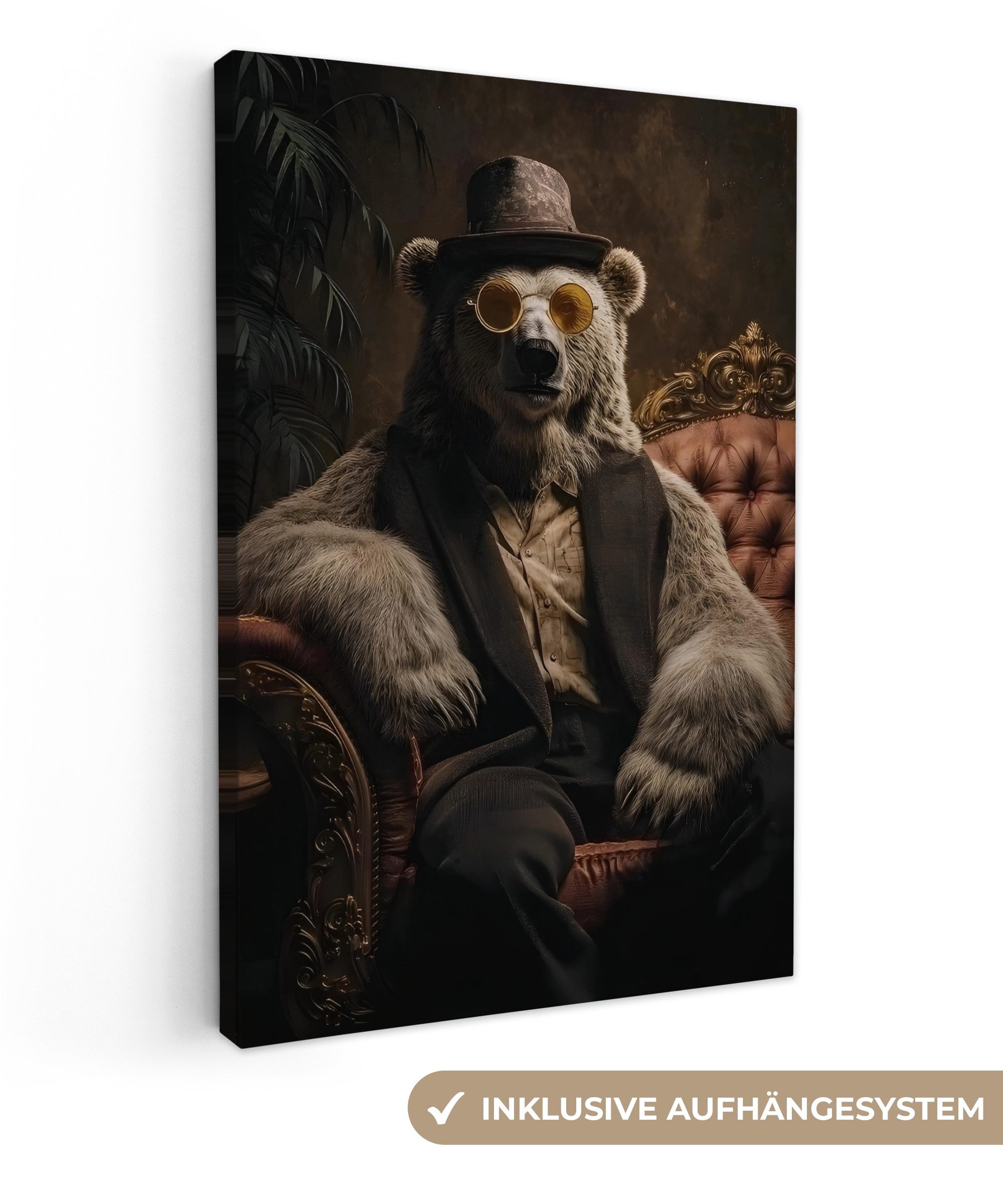 OneMillionCanvasses® Leinwandbild Eisbär - Hut - günstig online kaufen