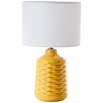 Lightbox Tischleuchte, ohne Leuchtmittel, Tischlampe, 42 cm Höhe, Ø 25 cm, Schalter, E14, max. 40 W, grau/gelb