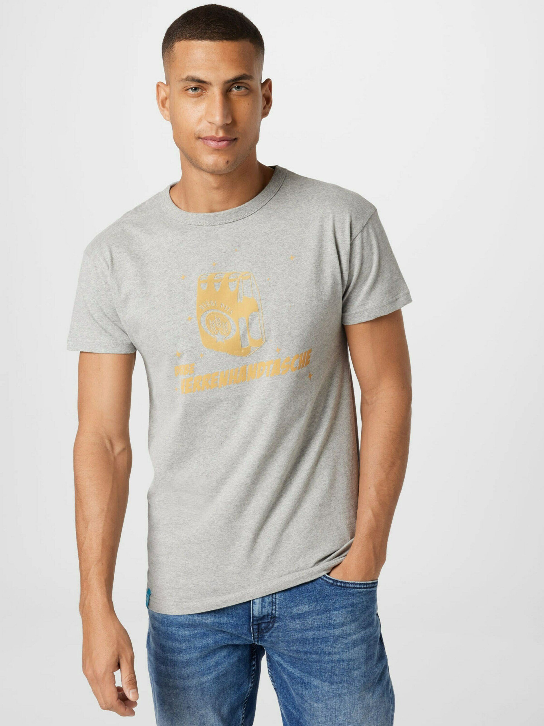 (1-tlg) Grey Melange Derbe T-Shirt