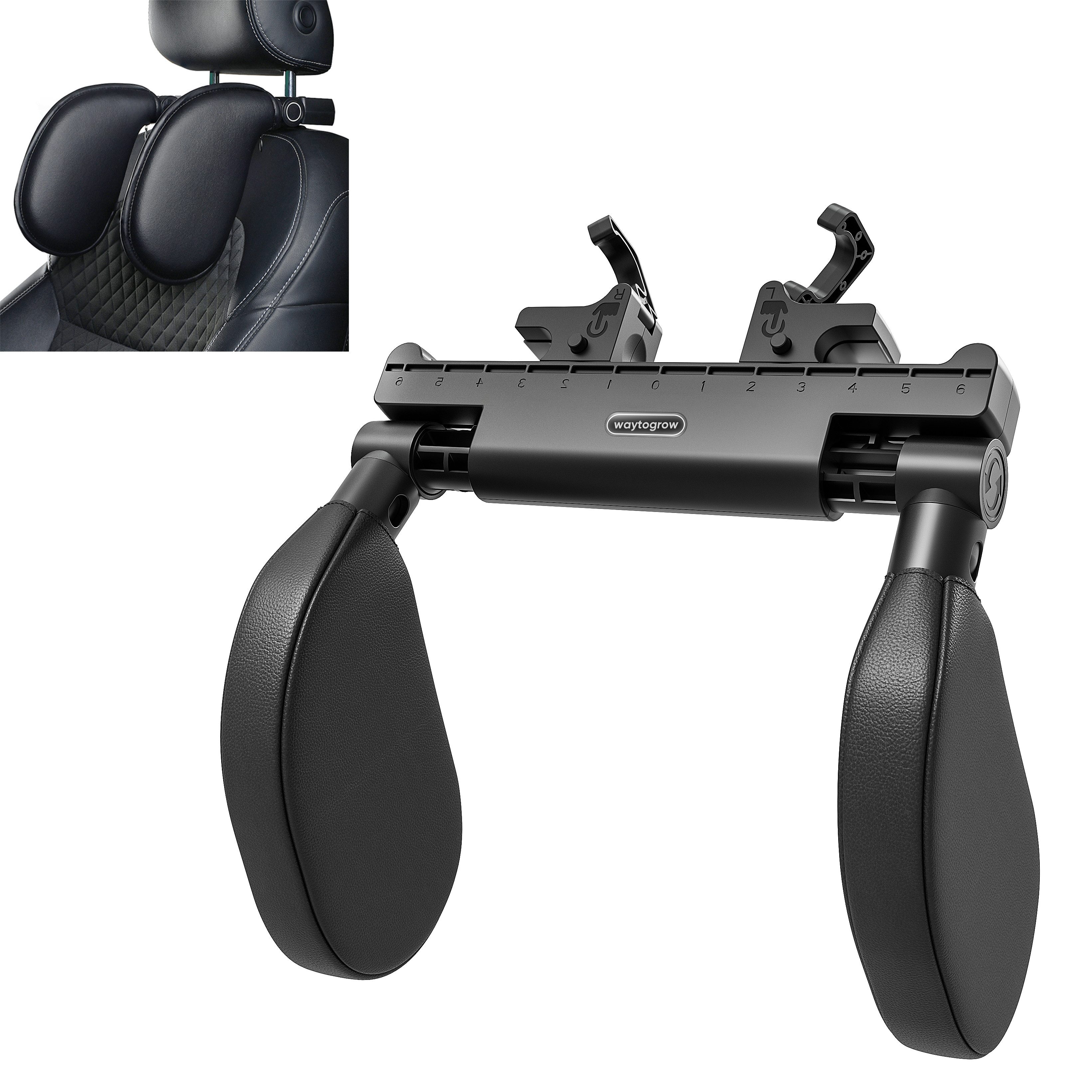 Toomoke Autokopfstütze 360°Verstellbares Auto-Kopfstützenkissen, (Memory Foarm Nackenkissen, Auto-Reise-Schlaf-Kopfstützkissen für Kinder und Erwachsene), nur geeignet für Autositz mit 2 Stangen