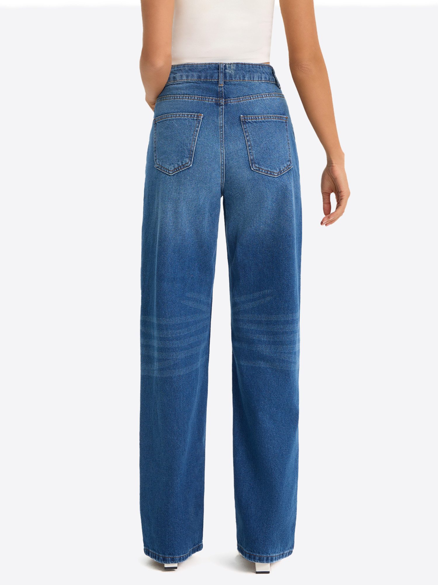 Imily Bela Boyfriend-Jeans Damen Hochgeschnittene Jeans mit geradem Bein (Packung, 1-tlg., 1per-Pack) aus Baumwolle