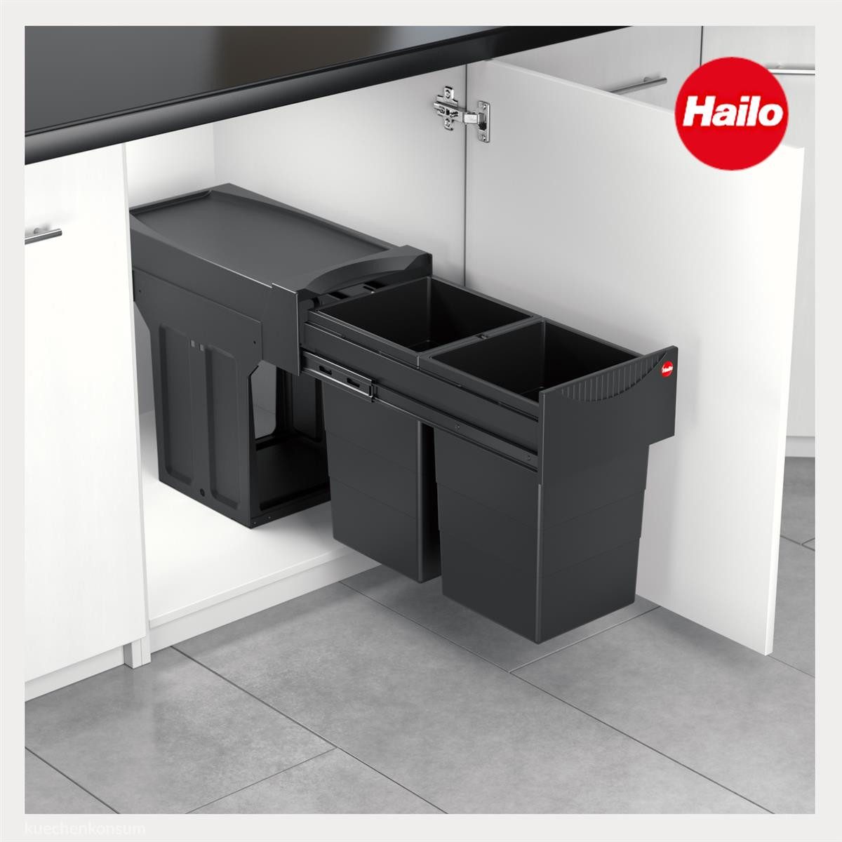 Hailo Mülleimer Hailo Abfallsammler 3666851 Tandem 2x 15 Liter Black Edition limitiert, Black Edition – Bild 2 von 5