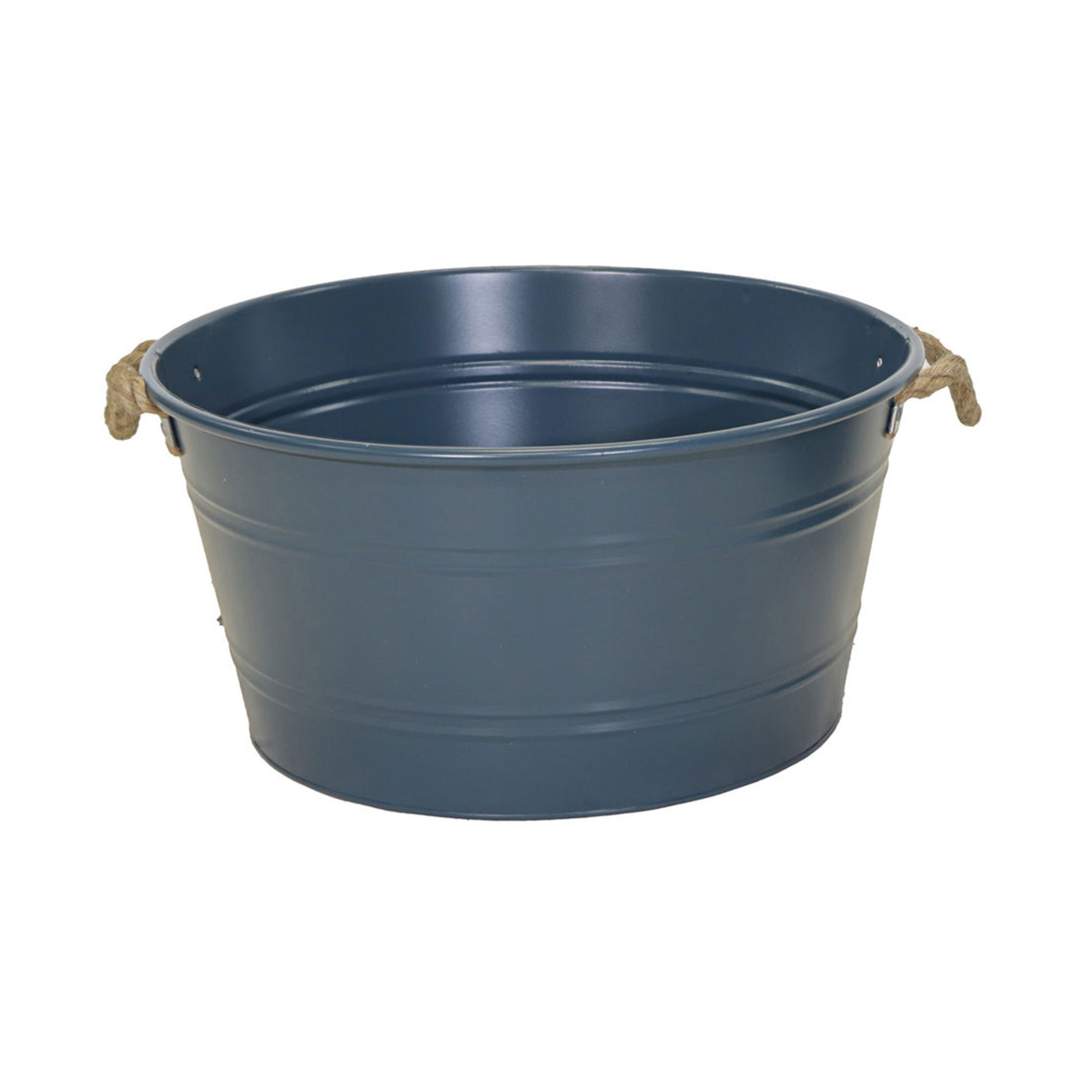 colourliving Blumentopf Pflanztopf "Beat" rund aus Metall mit Kordelgriffen, Seitliche Kordelgriffe aus Naturmaterial für einfaches Tragen