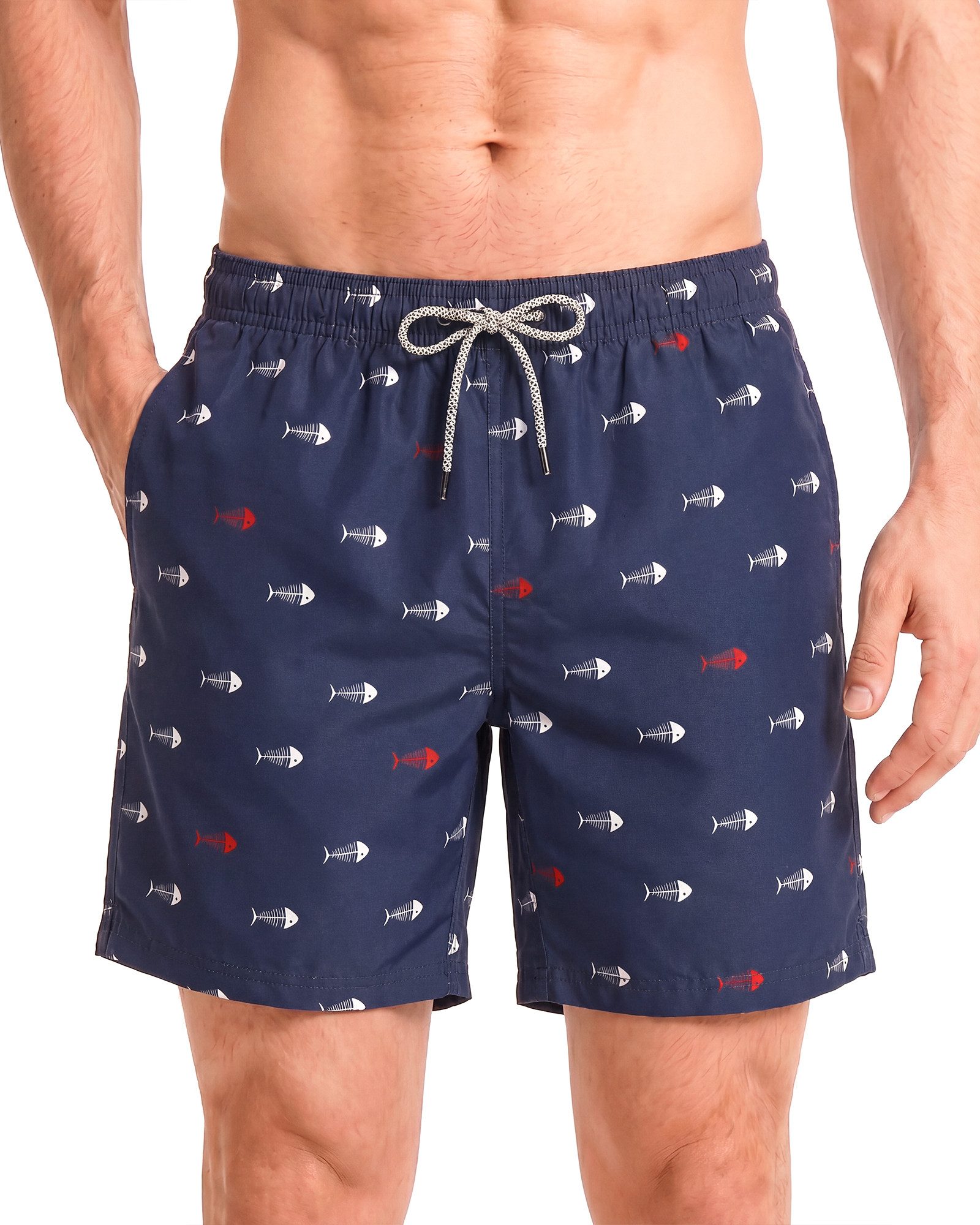 Shorts Herren mit Mesh-Futter kurze Hose schnelltrocknend Badehose lang