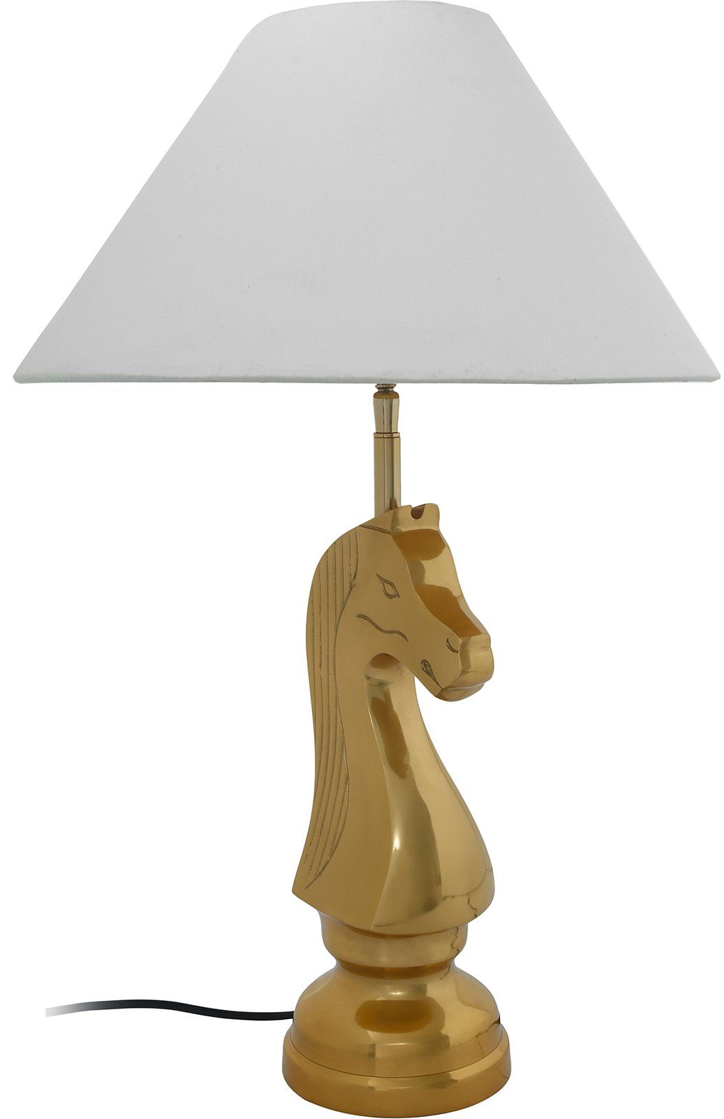 ohne aus Kayoom dekorativem Schah-Pferd-Sockel Tischleuchte Metall, Tischlampe mit Shah, Leuchtmittel, Stoffschirm