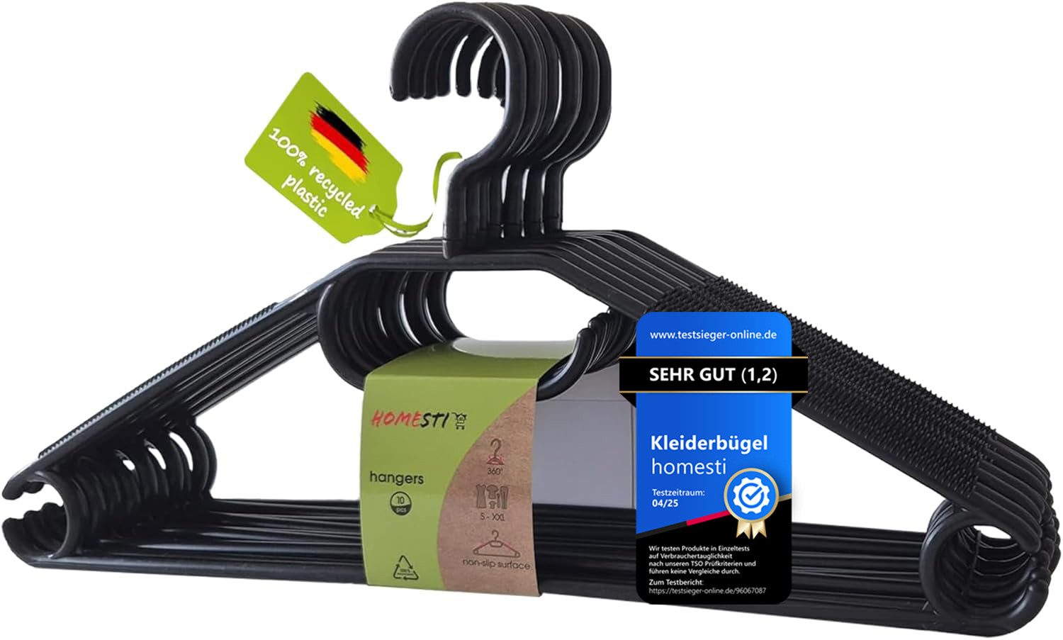 homesti Wickelauflage 10 Stück multifunktionale Premium Kleiderbügel aus 100% recyceltem
