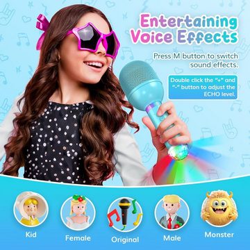 TONOR Mikrofon, Kabelloses Karaoke Mikrofon für Kinder Spaßiges Geschenk tragbar RGB