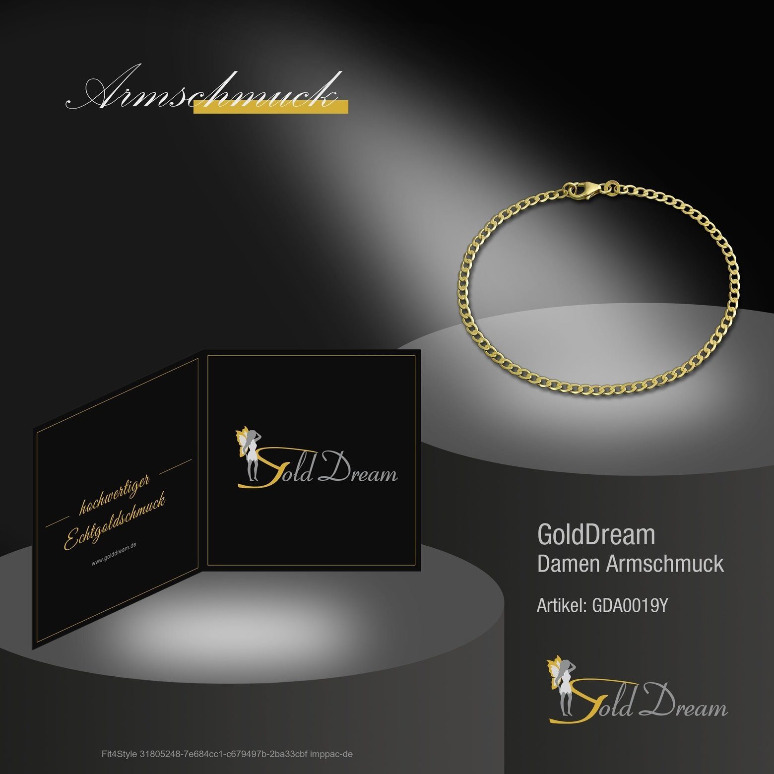 GoldDream Goldarmband GoldDream 19cm Damen-Herren Damen, 333 ca. Herren (Panzer) Armband Armband 19cm, 8 Farbe - Gelbgold (Armband), Karat