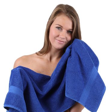 Betz Handtuch Set 10-TLG. Handtuch-Set Premium Farbe Weiß & Royalblau, 100% Baumwolle