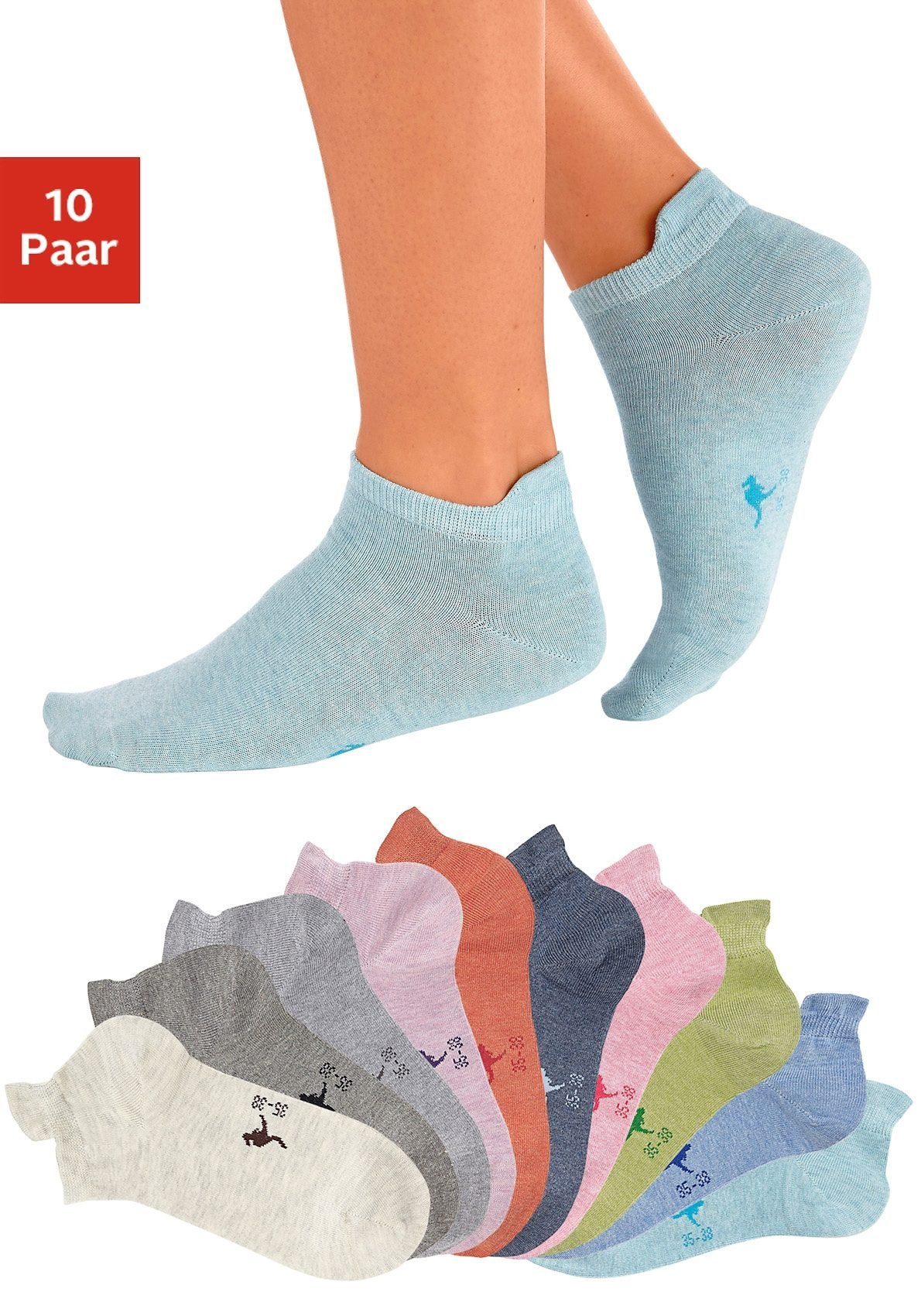 (Set, bunt mit Ferse Sneakersocken erhöhter KangaROOS 10-Paar)