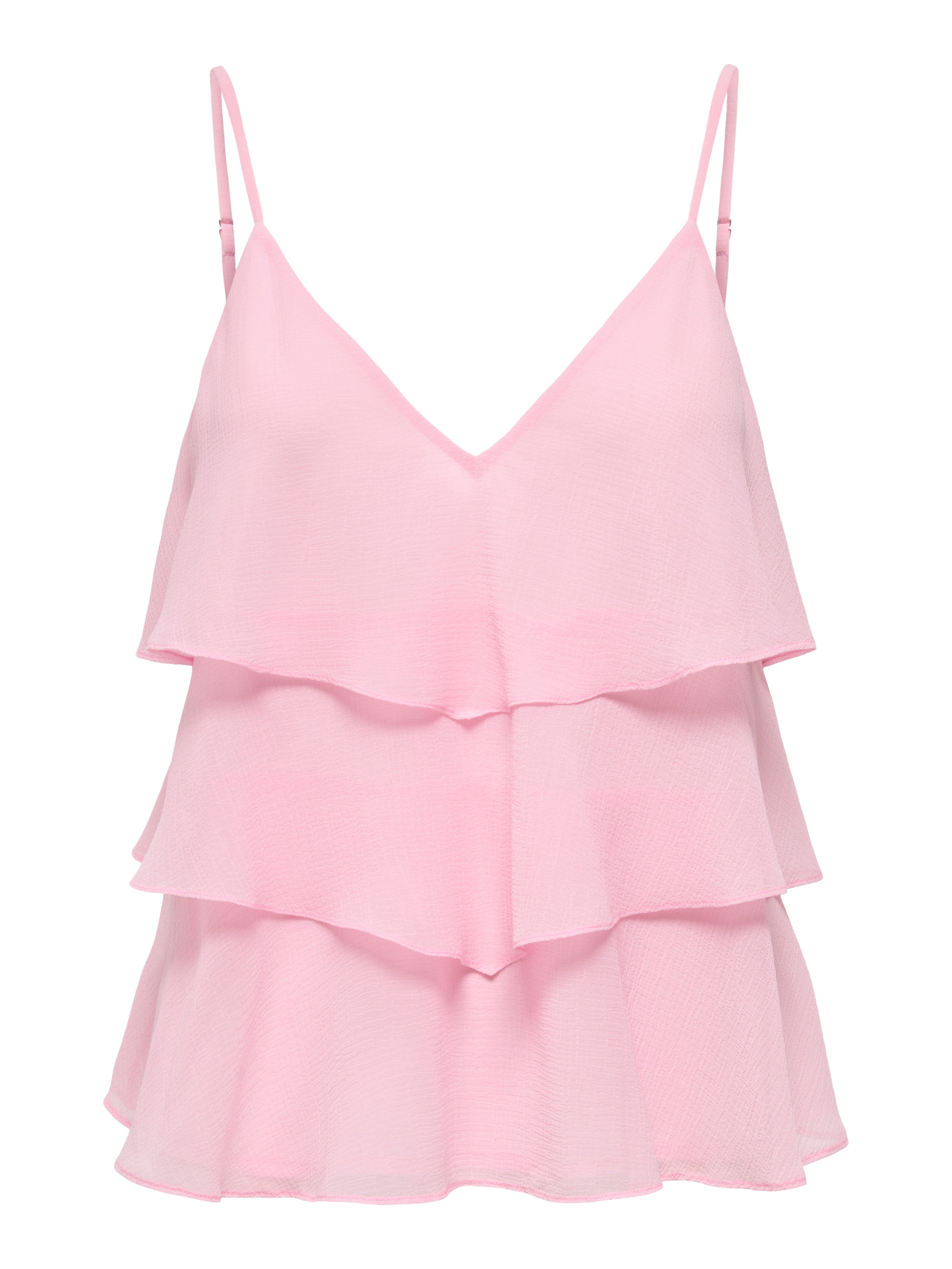 ONLY Trägertop ONLLINN LIFE FLOUNCE SINGLET WVN NOOS Kunstfaser, regular fit