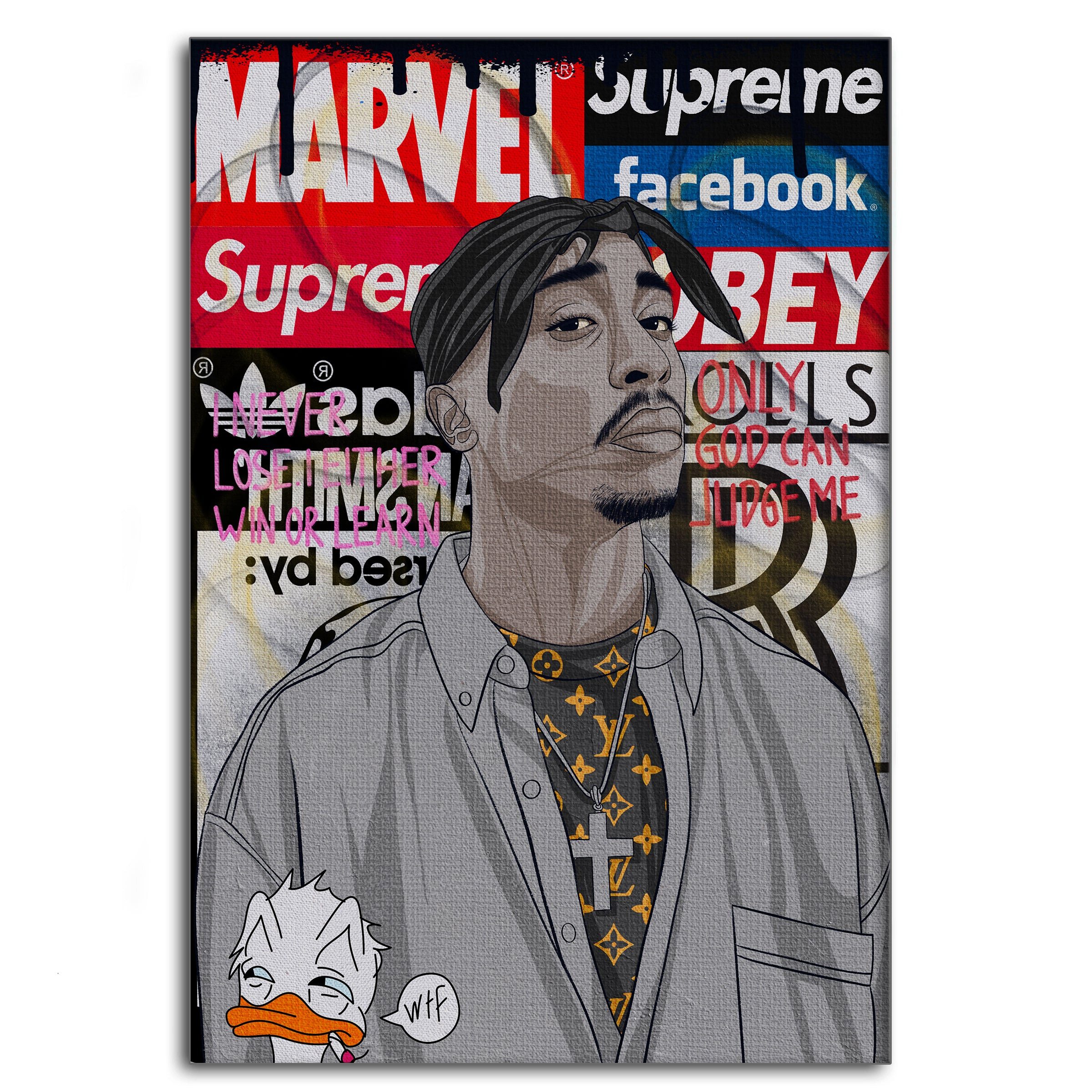 Wanddekoobjekt Tupac - Leinwandbild Pop Art