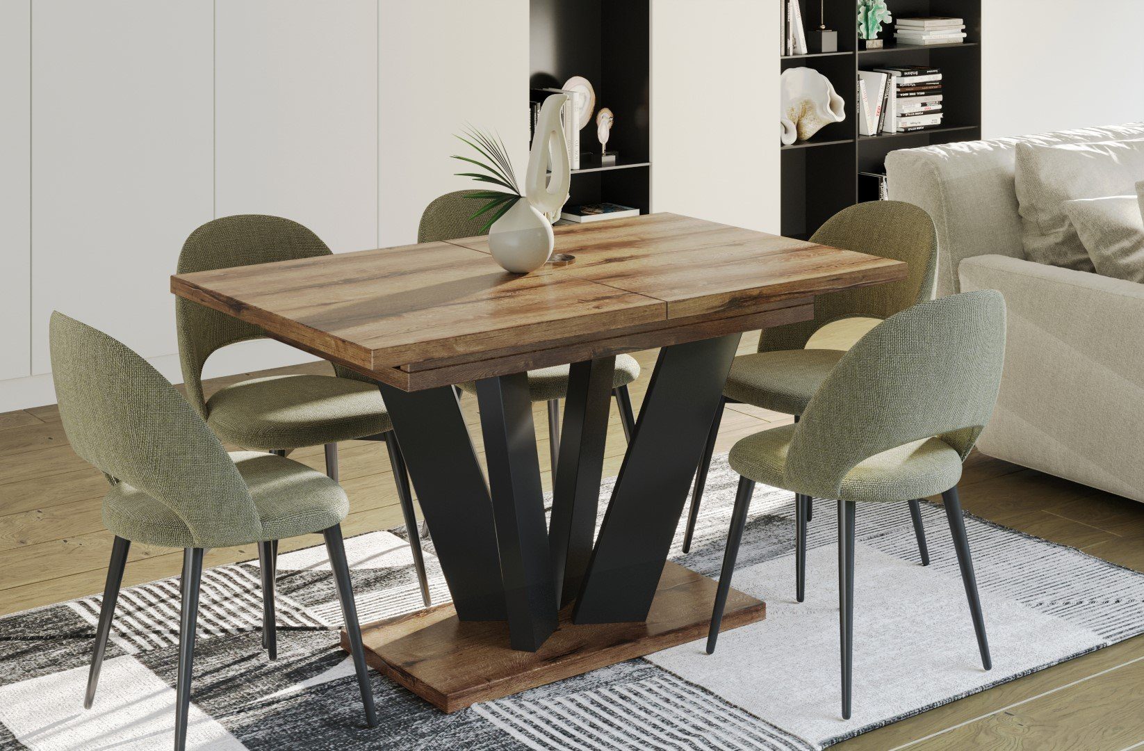 erweiterbar cm Alex Tischbeine Säulen Esstisch 130-210 ausziehbar Endo-Moebel schwarz Tisch