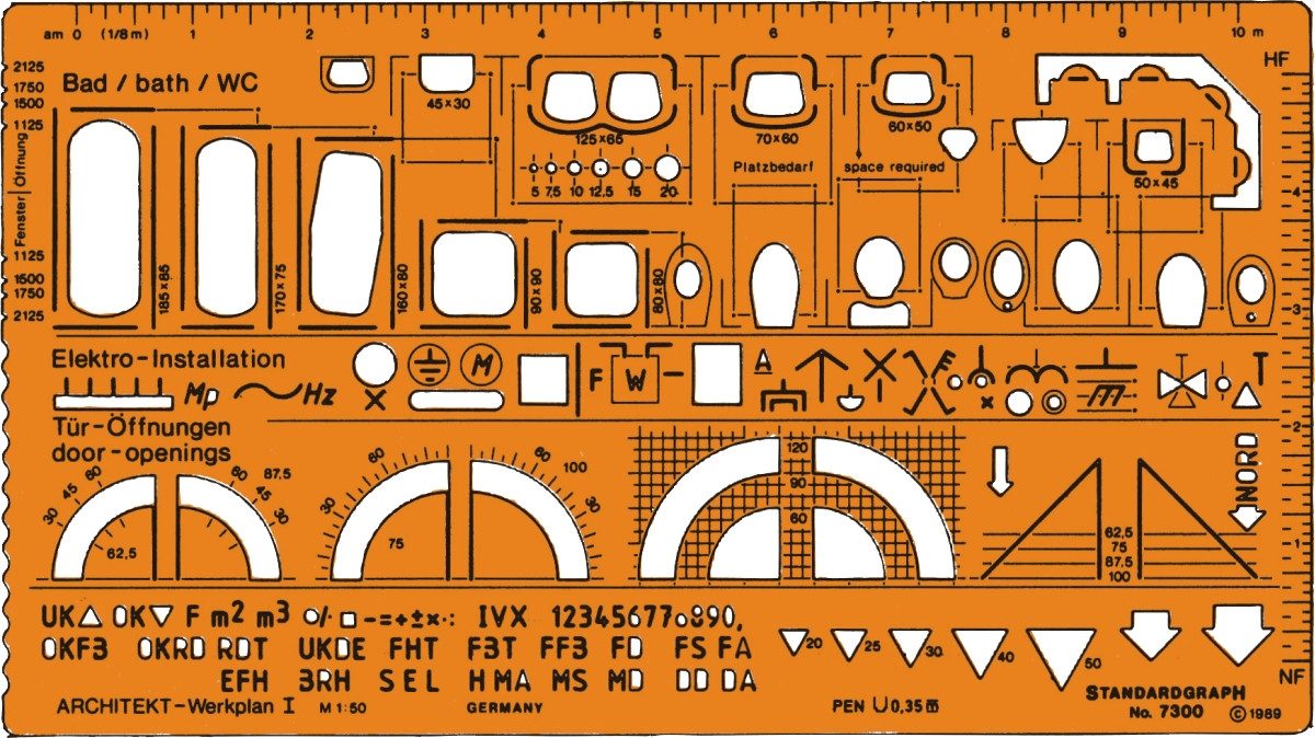 STANDARDGRAPH Zeichenschablone Zeichenschablone Architekt 1 1:50