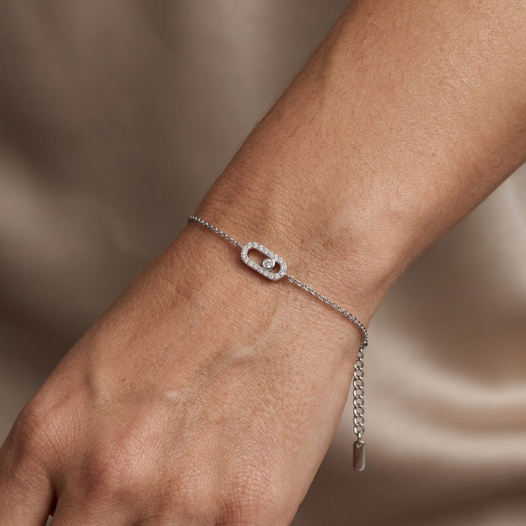 Suzan Gold Silberarmband Suzan Gold® 925 Sterling Silber Armband Damen Zirkonia Glieder Element