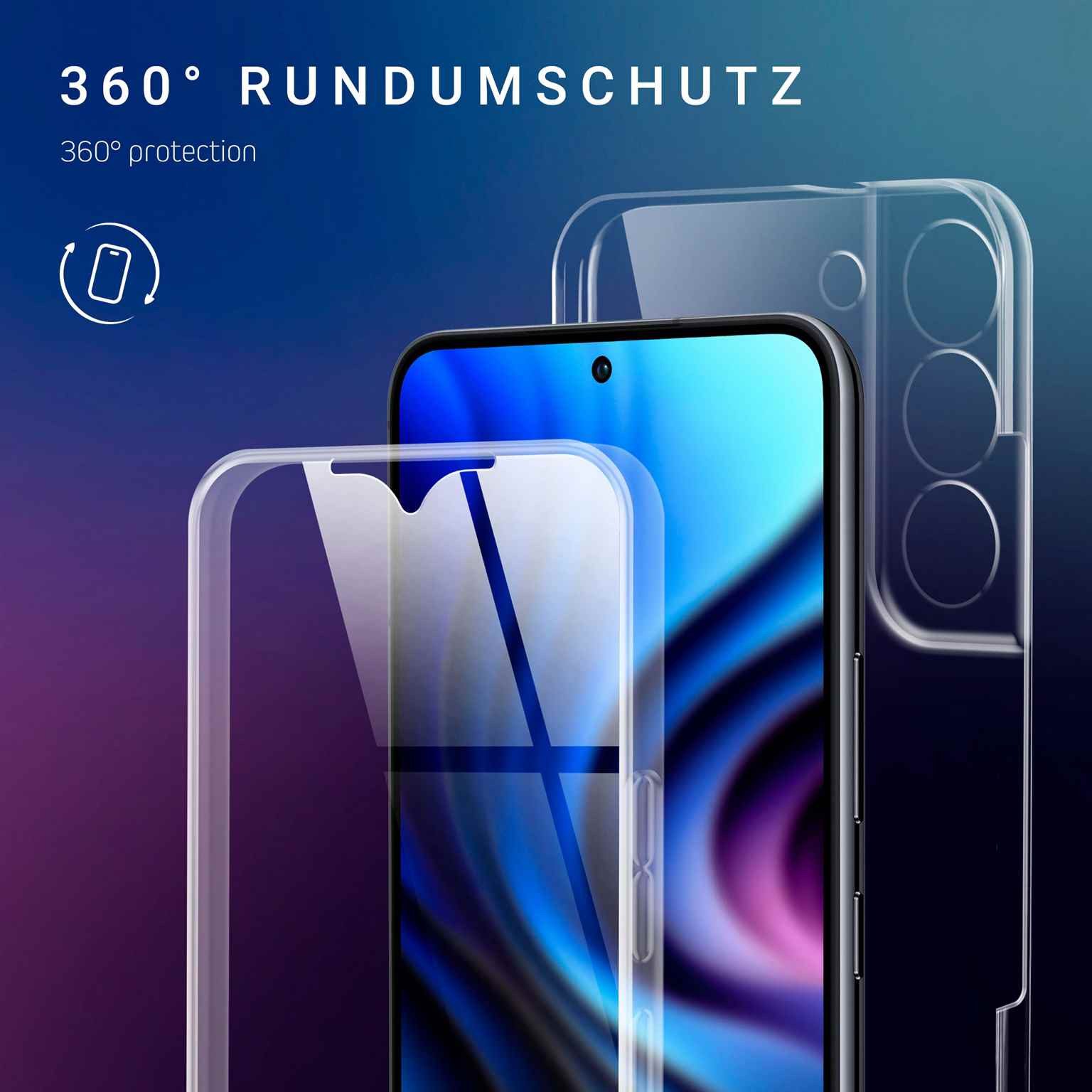 ONEFLOW Handyhülle für Samsung Galaxy S22 Hülle Komplett Schutz Touch Case 6,06 Zoll, 360 Grad Schutzhülle Transparent Rundumschutz Durchsichtig Beidseitig