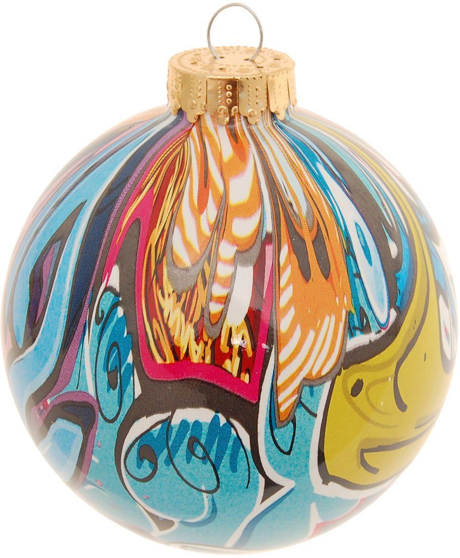 Krebs Glas Lauscha Weihnachtsbaumkugel Spezial-Glaskugel "Street Art", Ø ca. 8 cm (1 St), Weihnachtsdeko, Christbaumschmuck, Christbaumkugeln aus Glas