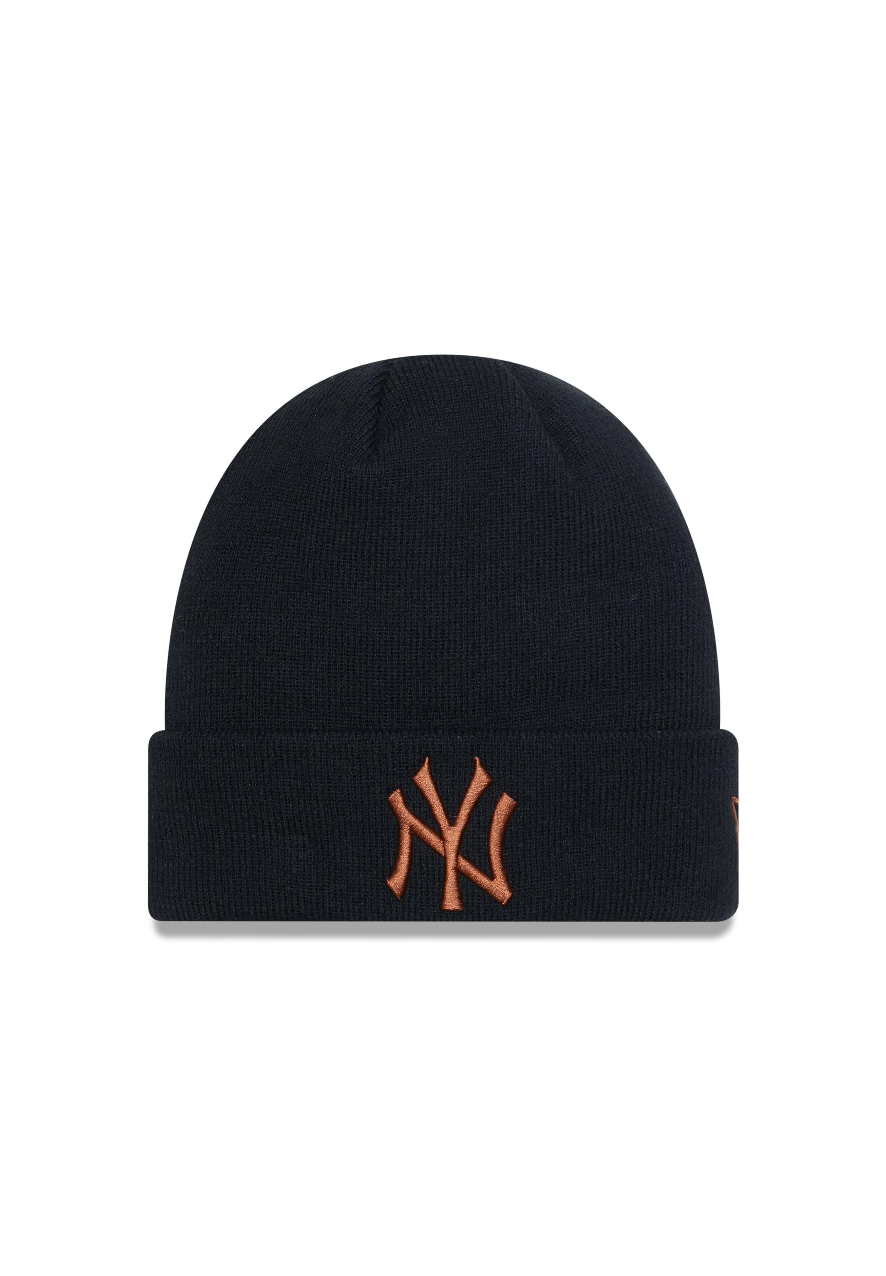 New Era Beanie New York Yankees MLB League Essential Black Brown Cuff Knit Beanie New (1-St)