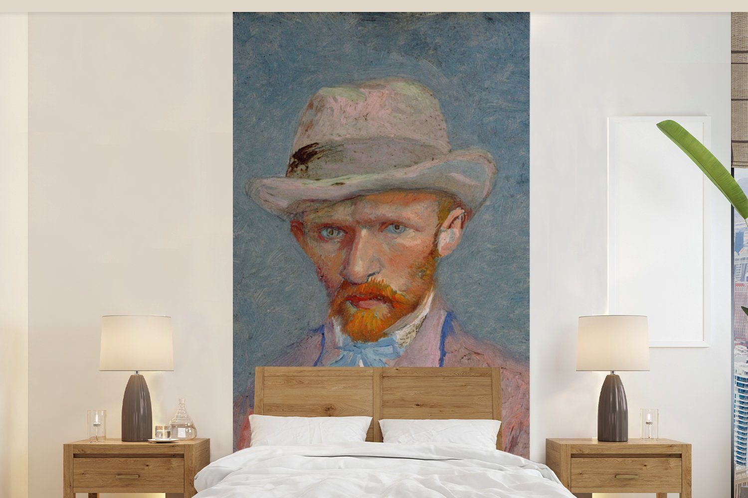 MuchoWow Fototapete Selbstporträt - Vincent van Gogh, Matt, bedruckt, (2 St), Vliestapete für Wohnzimmer Schlafzimmer Küche, Fototapete