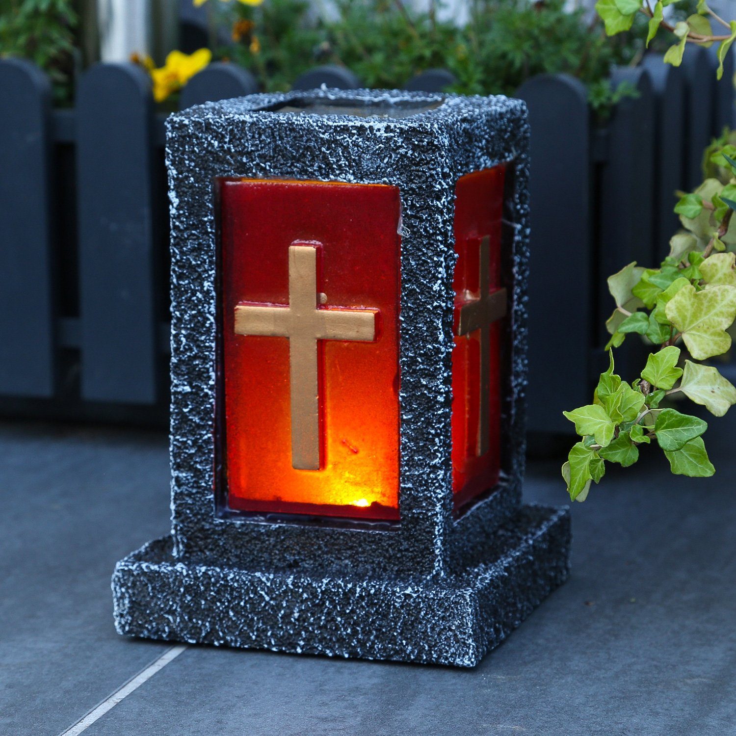 MARELIDA LEDKerze »LED Grablicht Grabkerze Solar warmweiß flackernde
