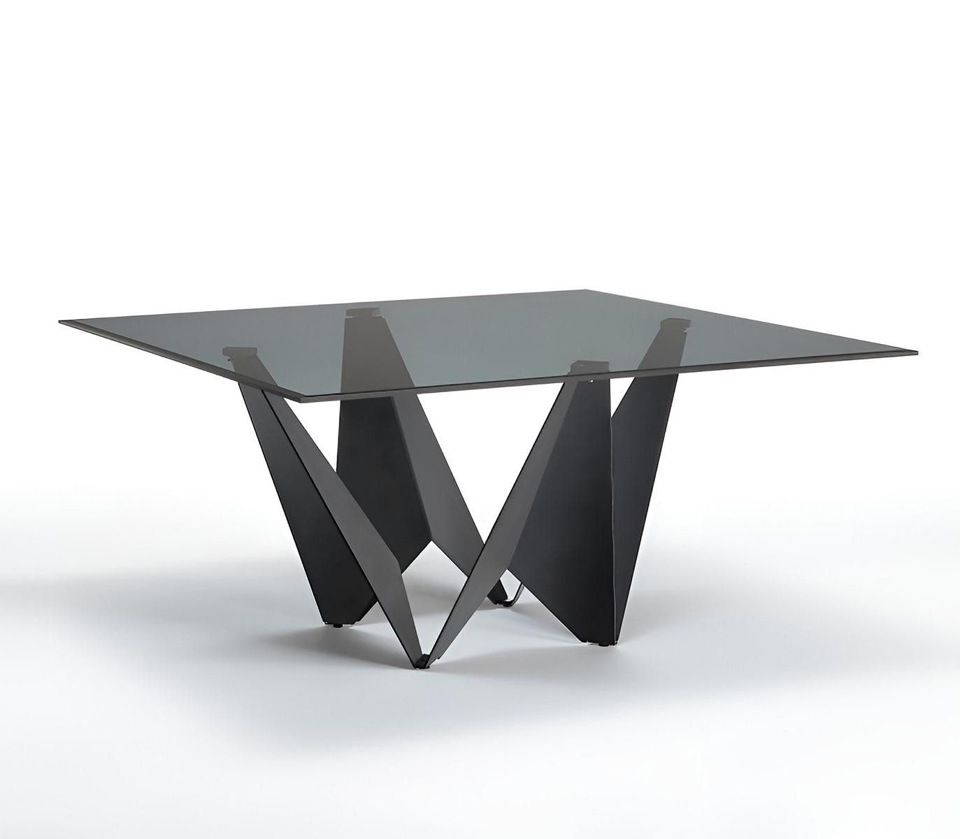 JVmoebel Esstisch Geometrischer Esstisch mit Glasplatte und Metallgestell