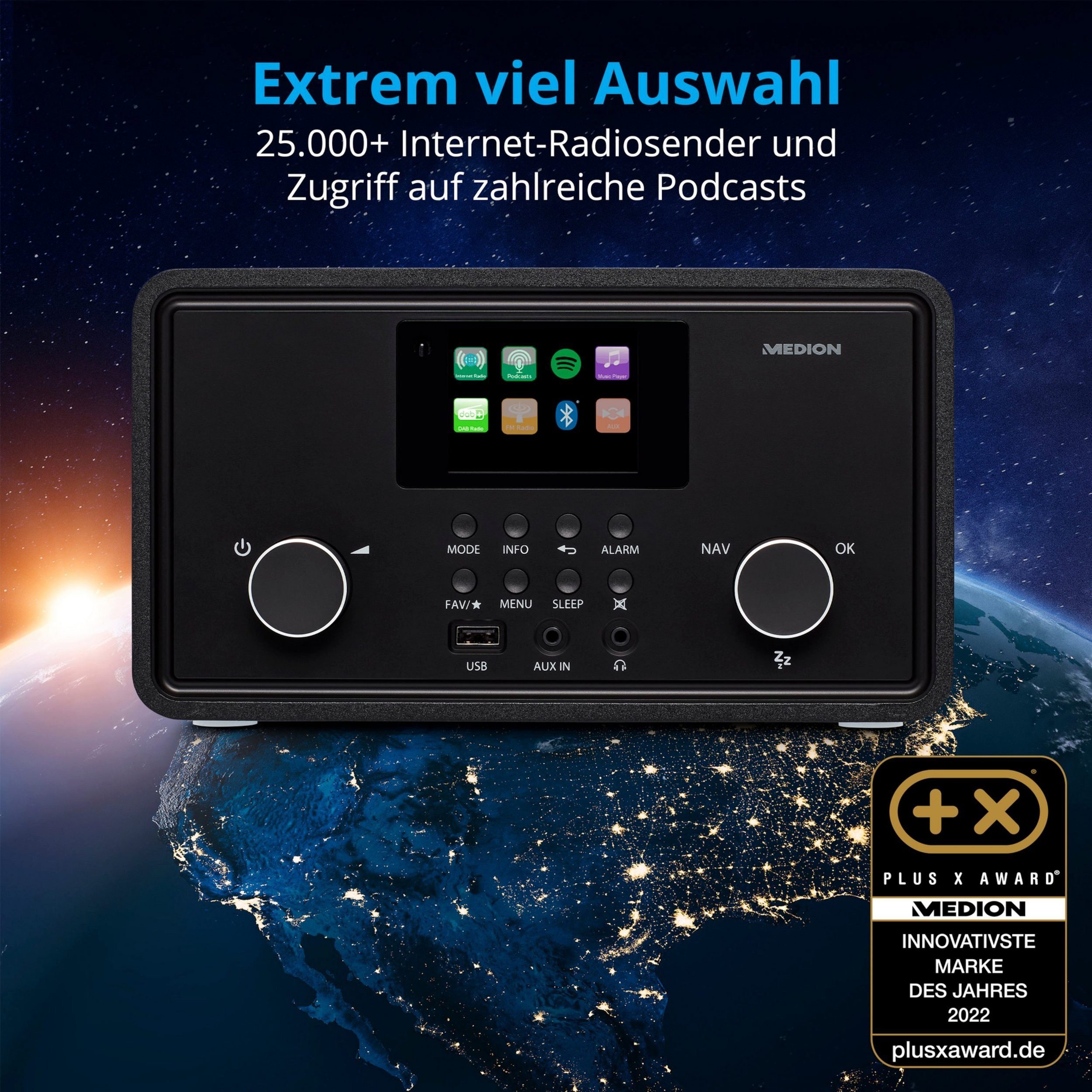 MW/UKW, MD88069) DAB+, (10,00 10 Internet-Radio W) Medion Spotify, Medion® (AM/FM, Internet-Radio W,