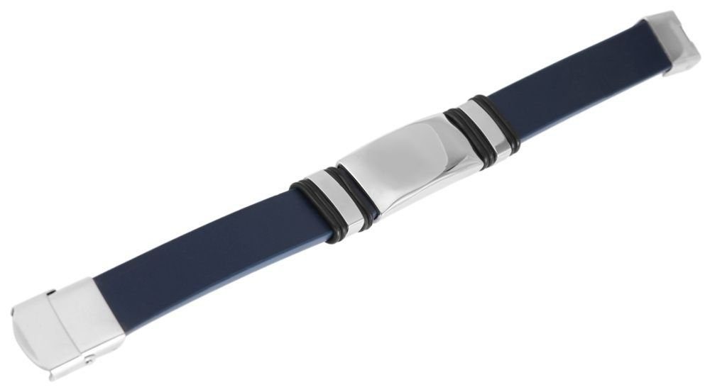 Echtleder Armband Blau Arto mit (einzeln) Gravurplatte Lederarmband AKZENT Edelstahl aus