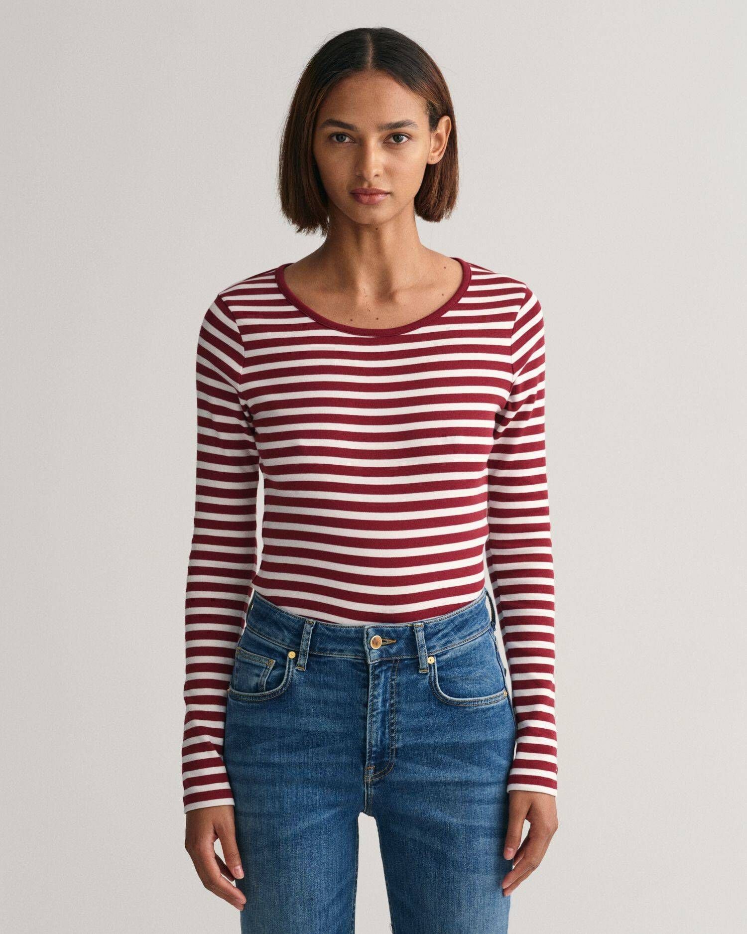 Slim T-Shirt Langarmshirt Damen (1-tlg) Gant rot (74) Fit