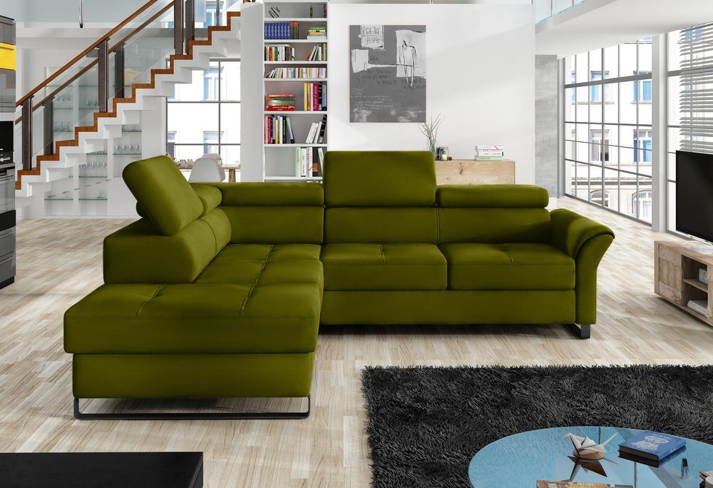 Stylefy Ecksofa Aventine, L-Form, Eckcouch, mane links oder rechts bestellbar, mit Bettkasten und Bettfunktion, Relaxfunktion, inklusive Kopfteilverstellung, Modern Design