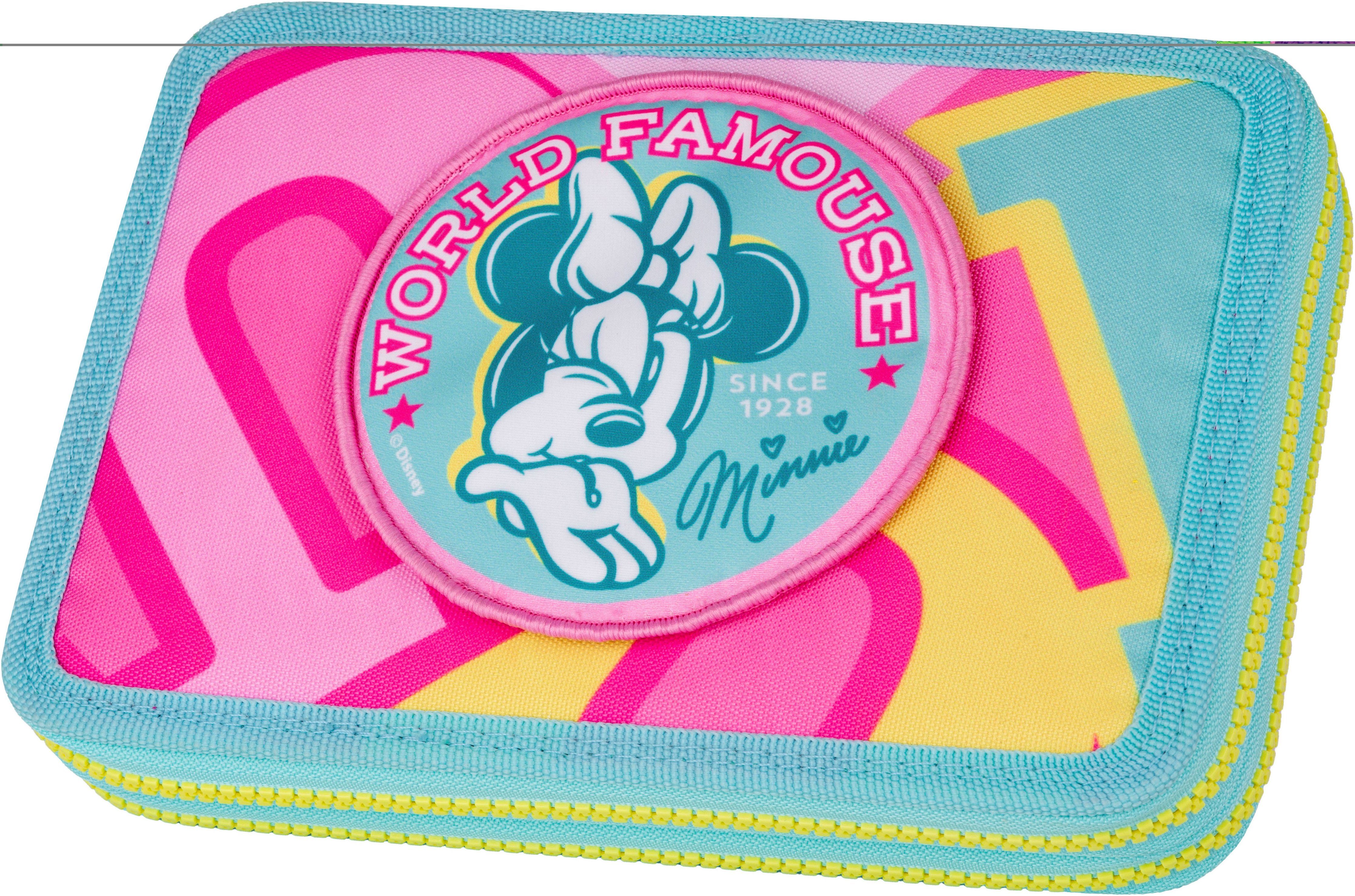 CoolPack Federmäppchen Etui XL, Disney, Minnie Mouse, mit 2 Reißverschlüssen, befüllt