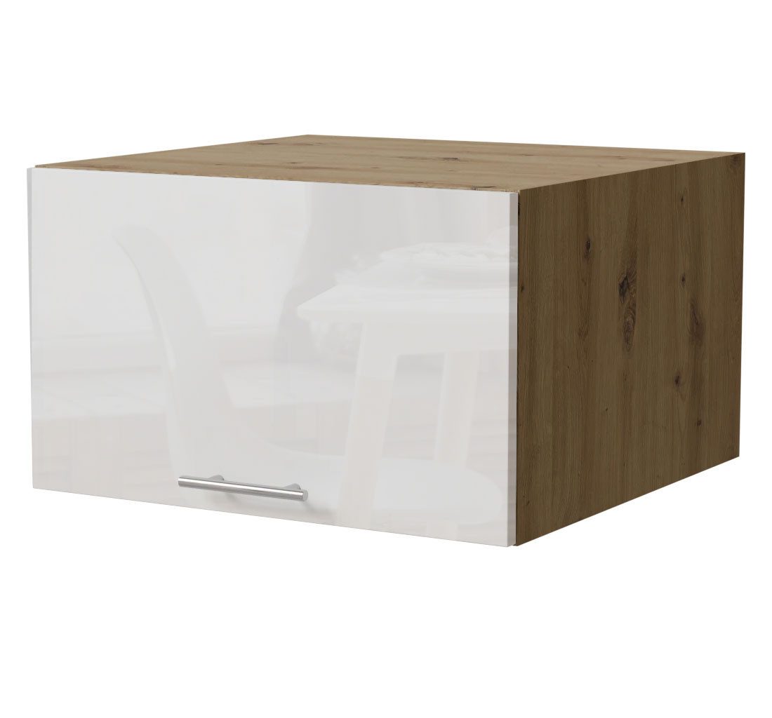 Feldmann-Wohnen Klapphängeschrank Essen (W6B/60, 1 Klappe, innen 1 Fach, 1-St., moderne Optik, lackierte Fronten) 60x59x36cm Eiche Artisan - weiß Hochglanz (ES-W6B/60)