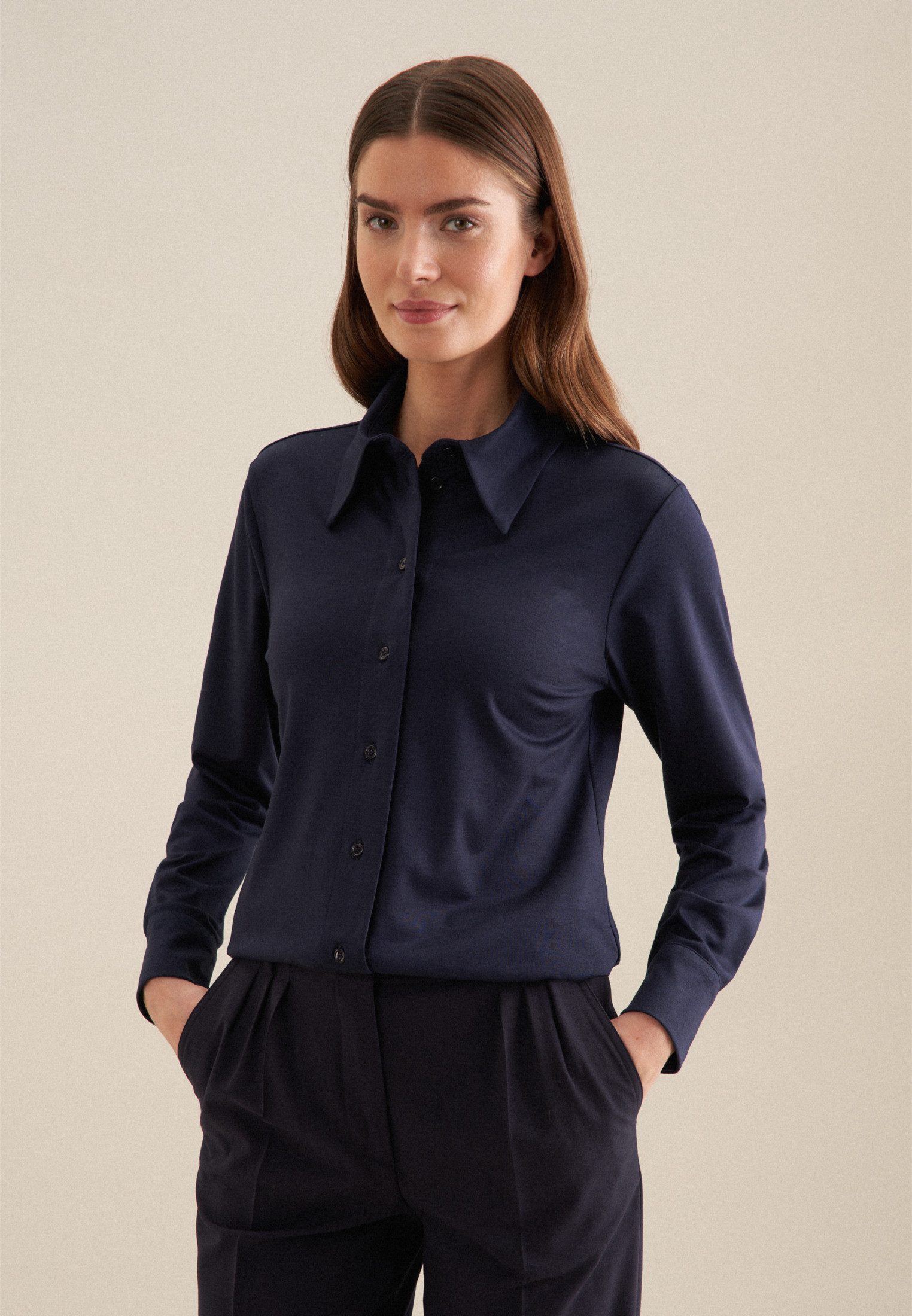 seidensticker Hemdbluse Schwarze Rose Langarm Kragen günstig online kaufen