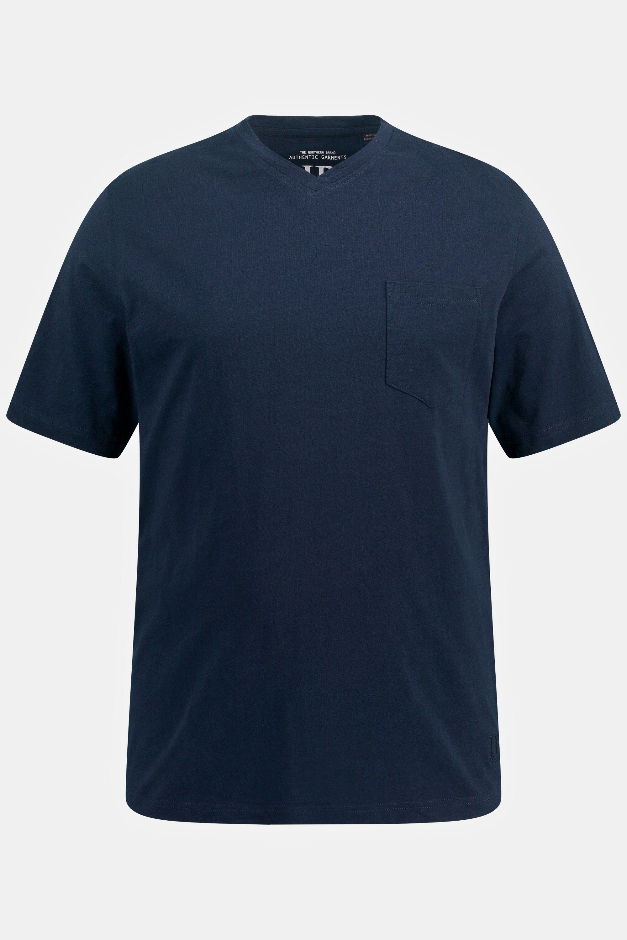 Basic JP1880 T-Shirt blau navy Flammjersey Halbarm V-Ausschnitt T-Shirt