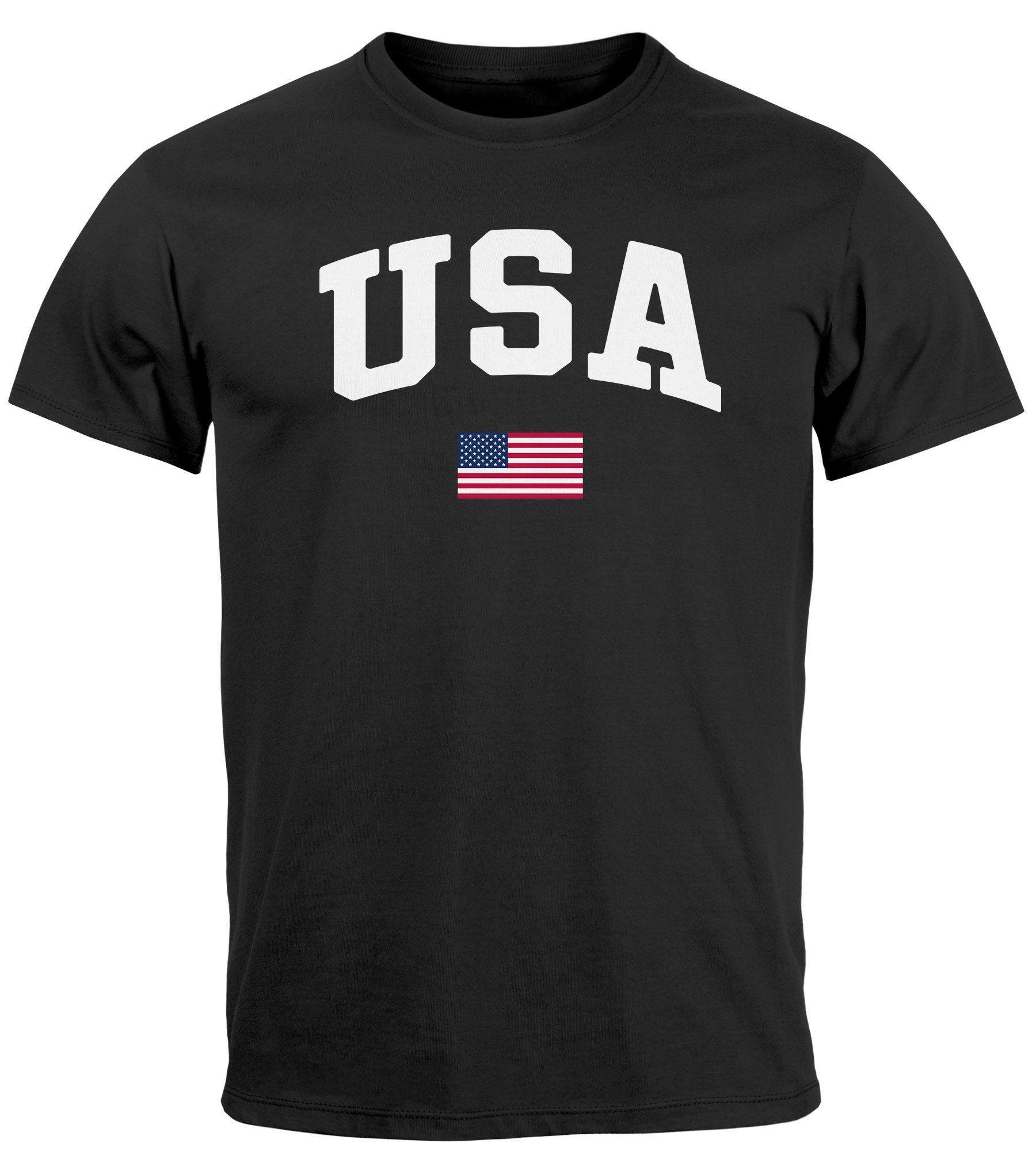 Neverless Print-Shirt Herren T-Shirt USA Schriftzug günstig online kaufen