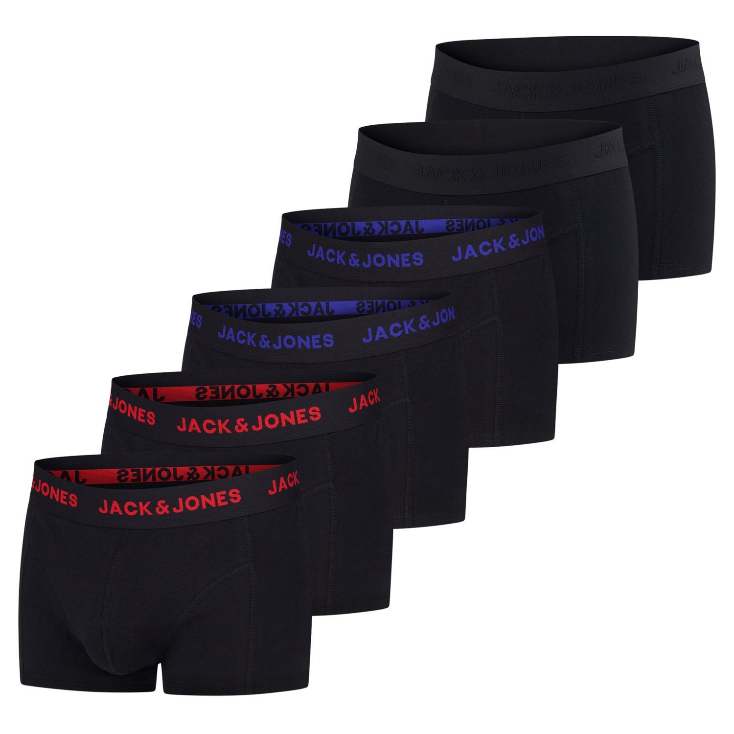 Jack & Jones Boxershorts Herren Retroshorts 6er Pack Basic Trunks (Vorteilspack, 6-St) Unterhosen mit Stretch