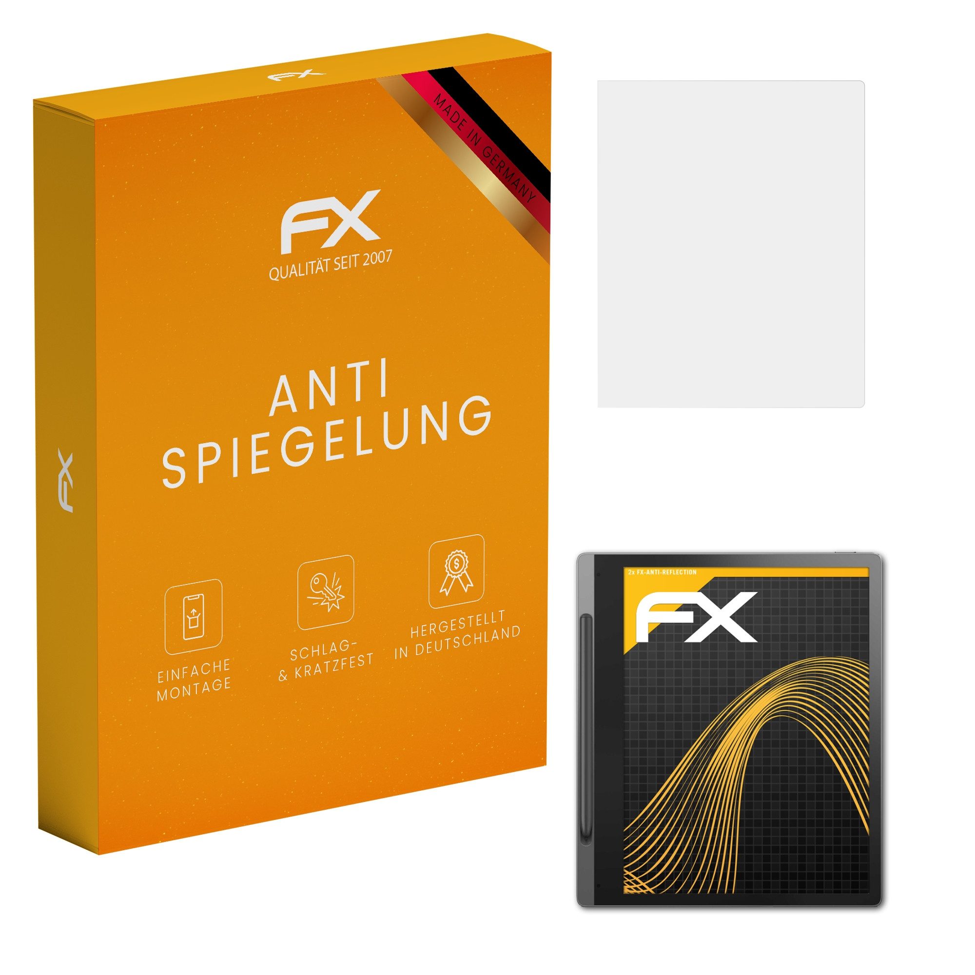 atFoliX Schutzfolie für Lenovo Smart Paper, (2 Folien), Entspiegelnd und stoßdämpfend