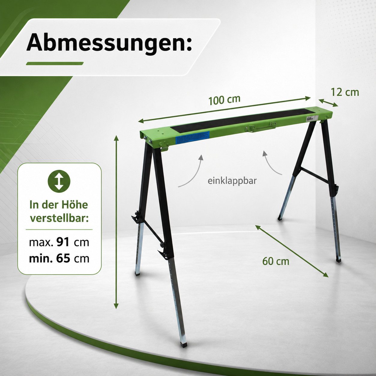 TRUTZHOLM Klappbock 2x Arbeitsbock höhenverstellbar bis 91 cm Unterstellbock Stützbock, 150 kg max. Belastbarkeit, (Spar-Set, 2-St., fertig montiert), platzspar – Bild 3 von 5